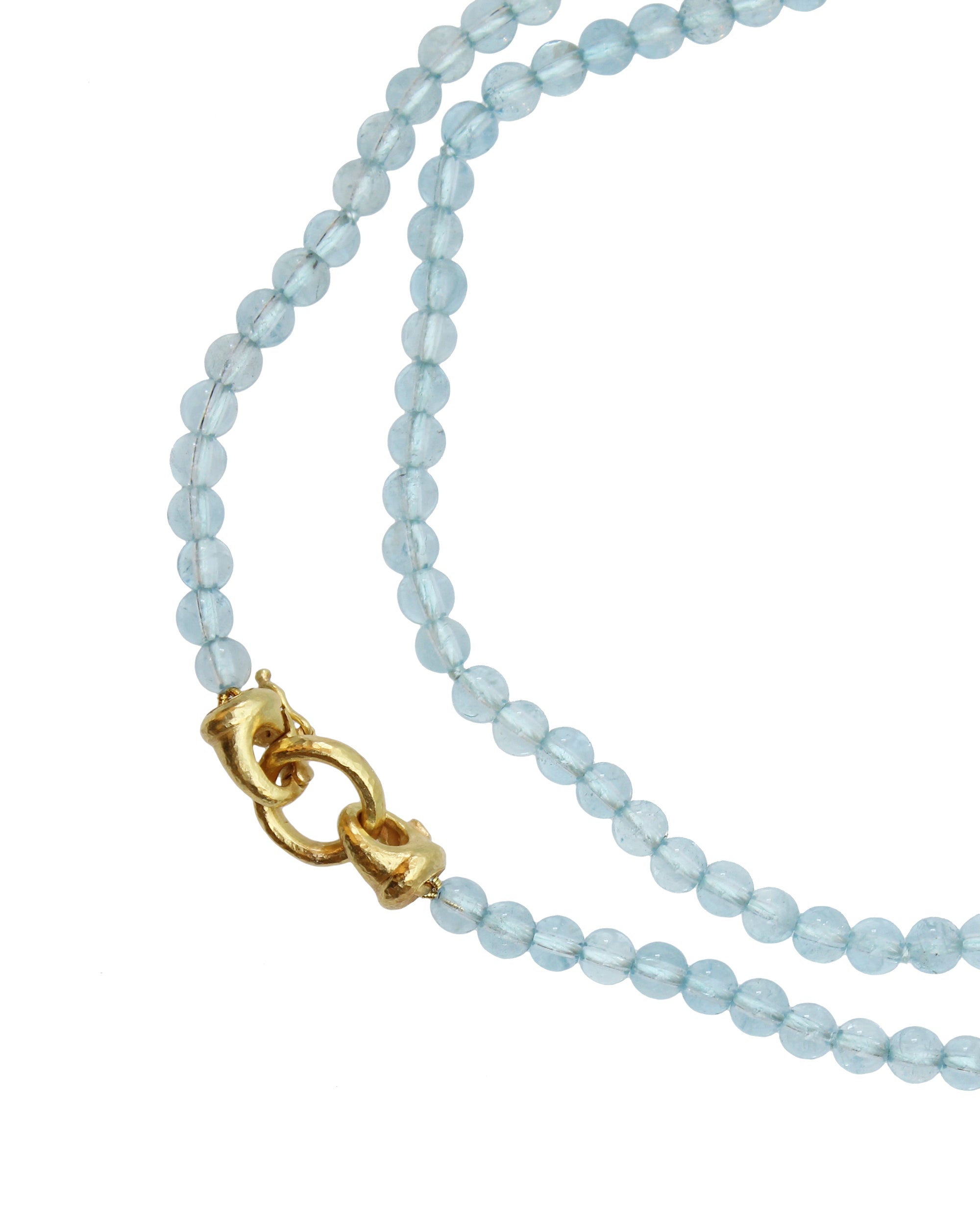 Aquamarine beads with 'Serena' Clasp - 31"