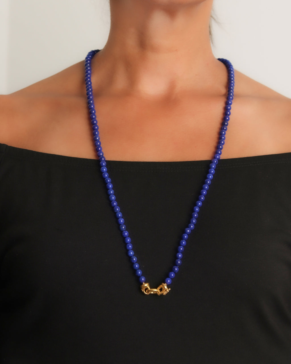 Lapis Bead Necklace with 'Serena' Clasp - 17"