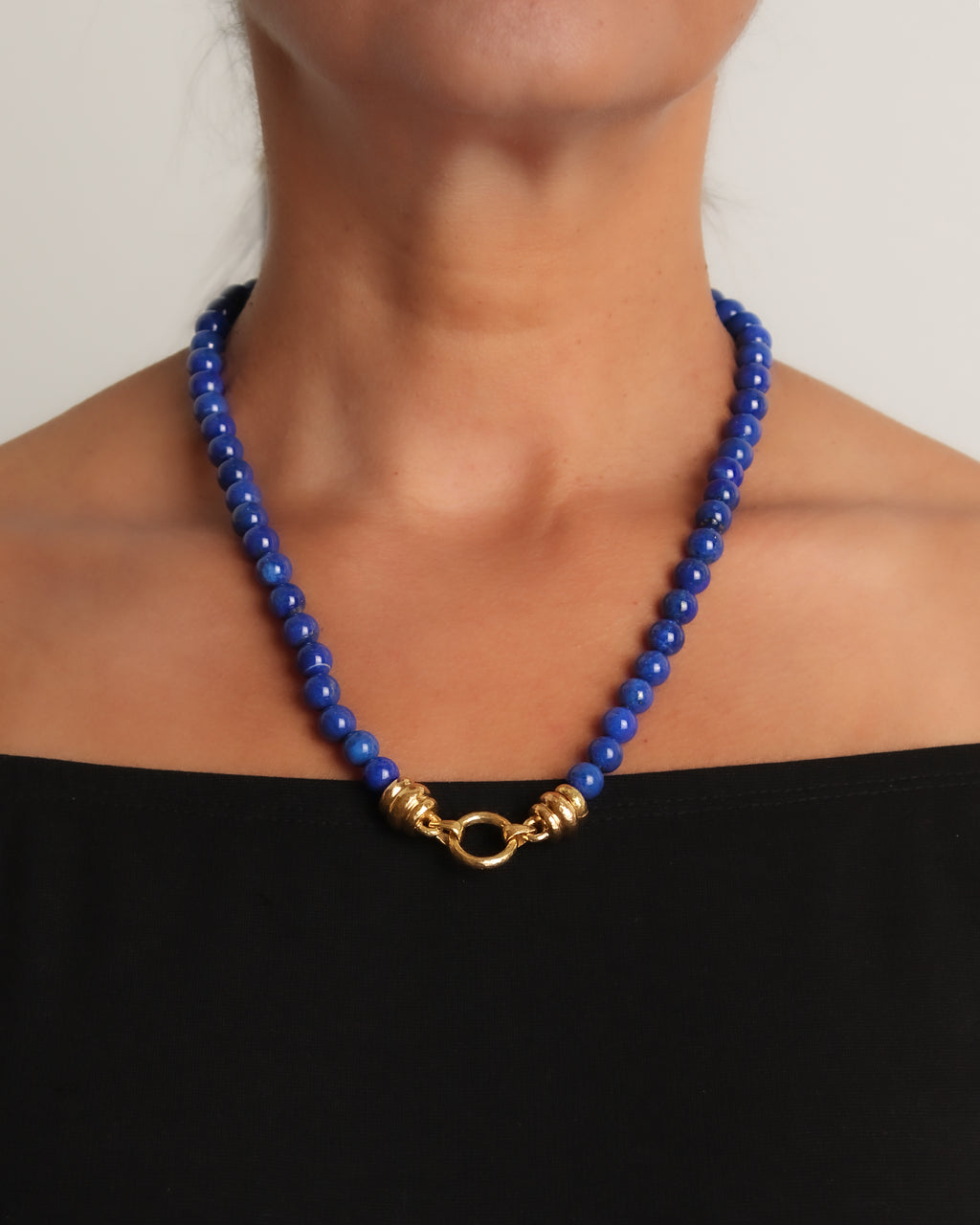 Lapis Bead Necklace with 'Martin' Clasp - 21"
