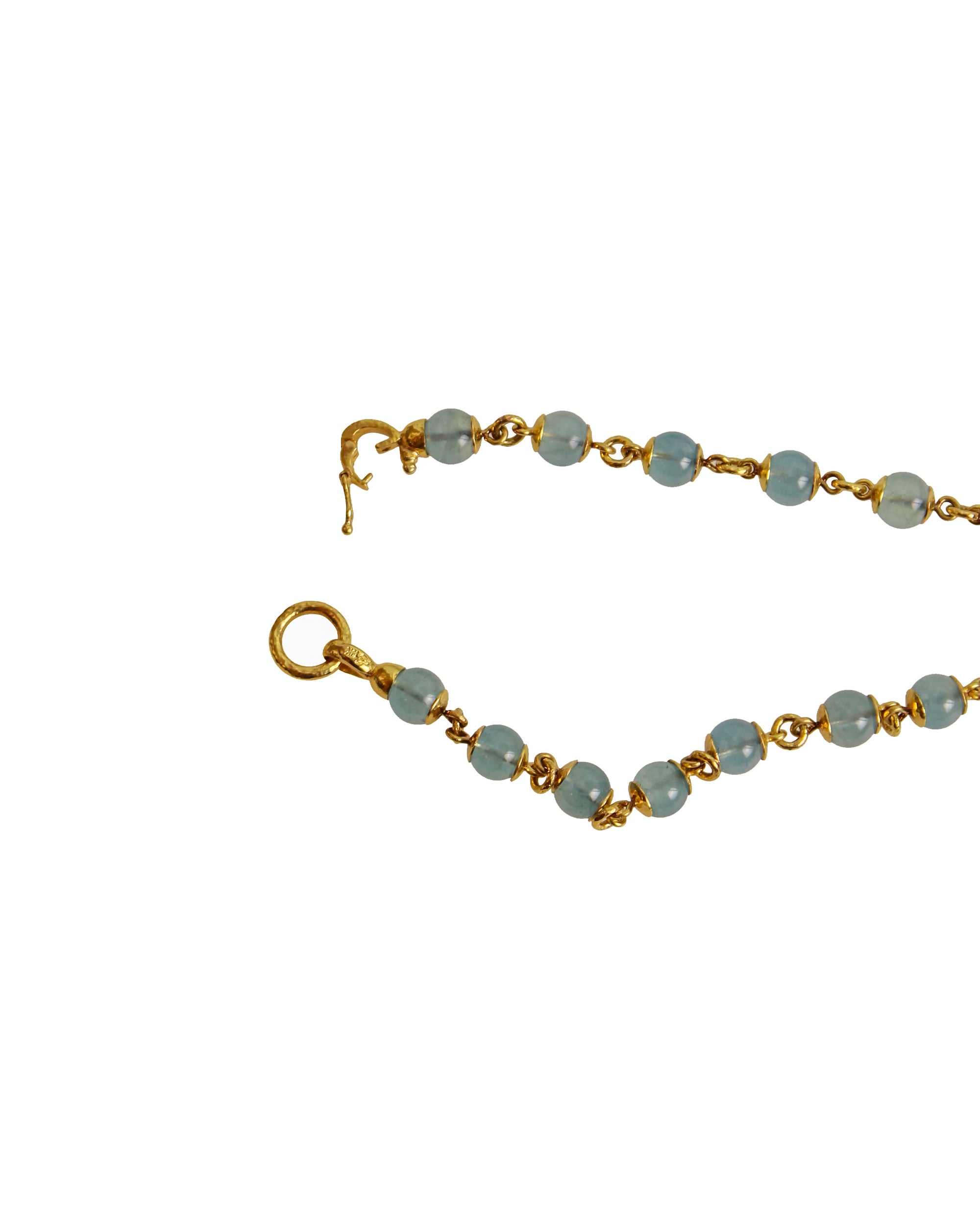 Aquamarine and Gold Link Necklace - 17"