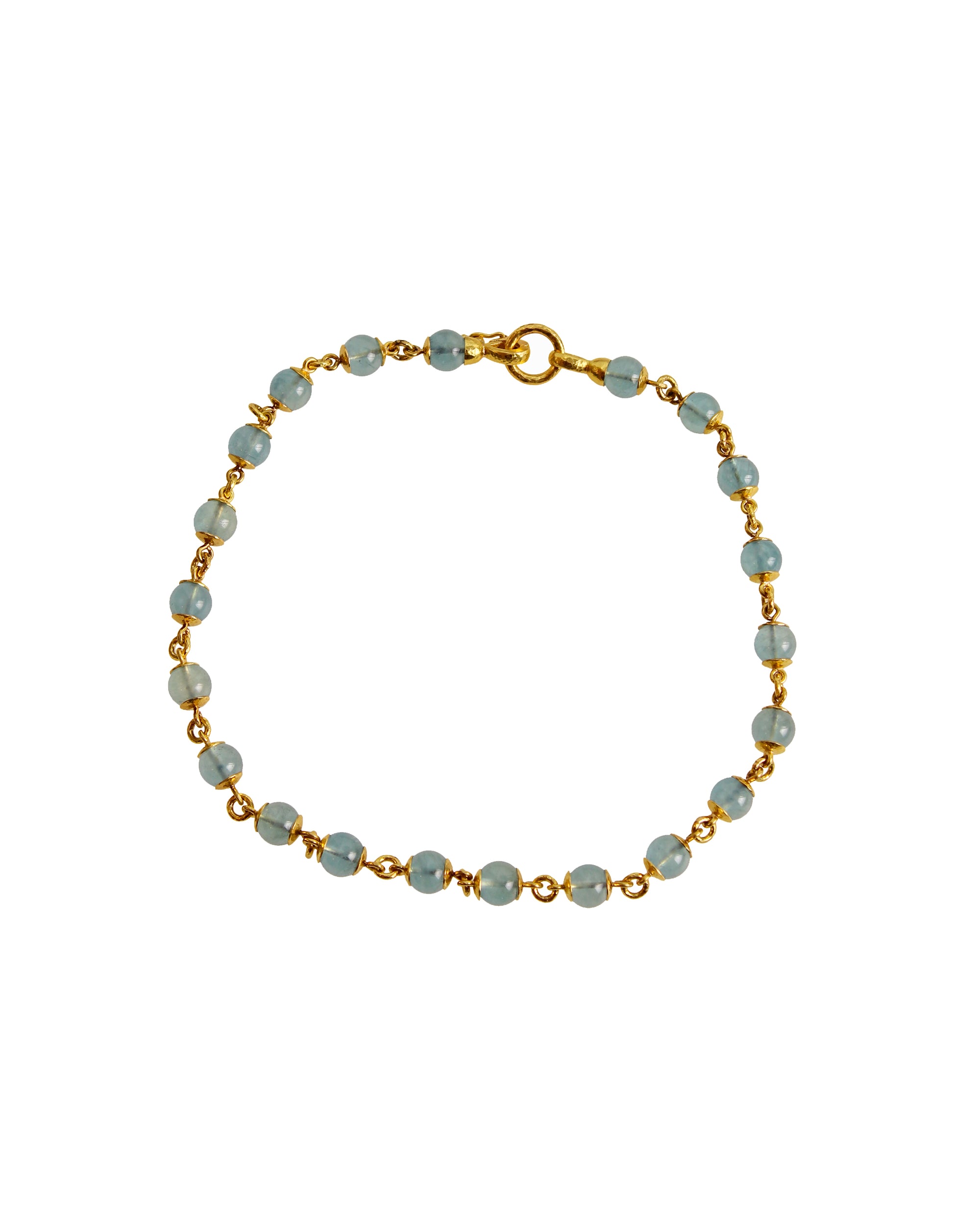 Aquamarine and Gold Link Necklace - 17"