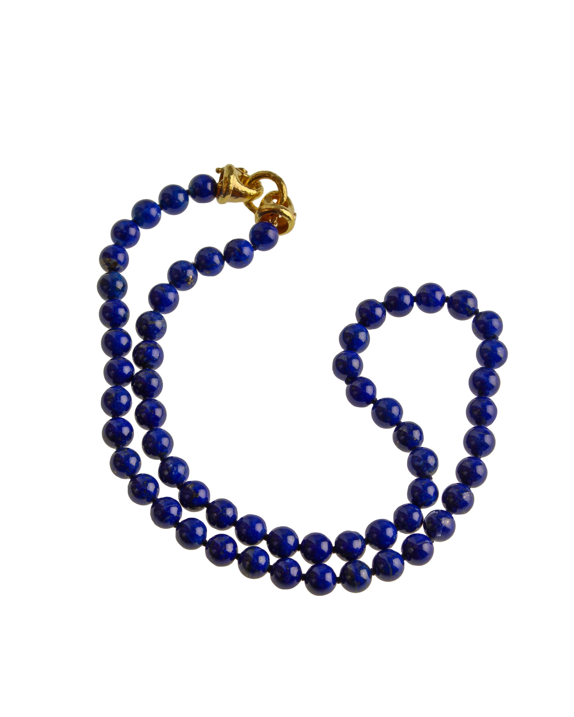 Lapis Bead Necklace with 'Serena Clasp' - 21"