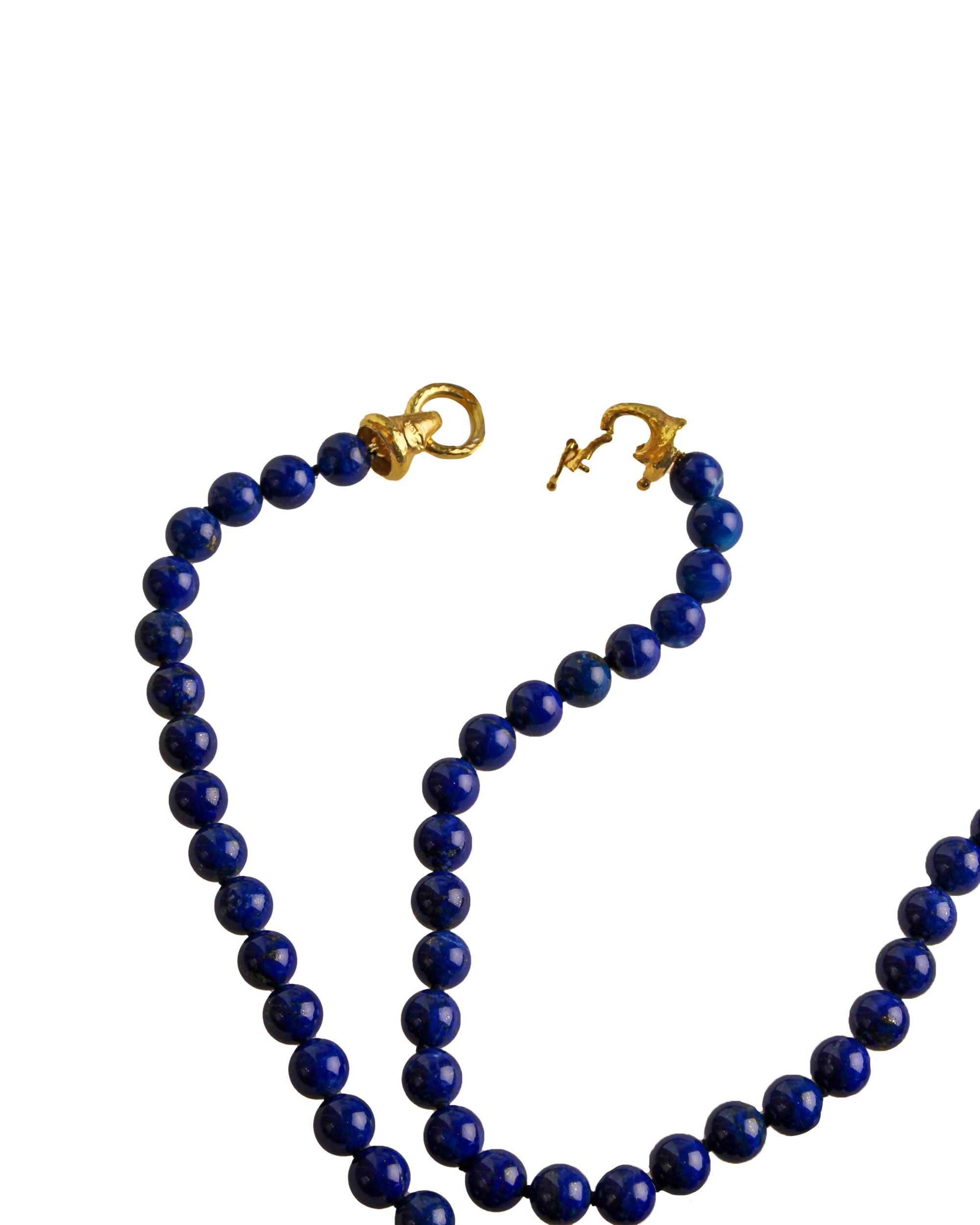 Lapis Bead Necklace with 'Serena Clasp' - 21"
