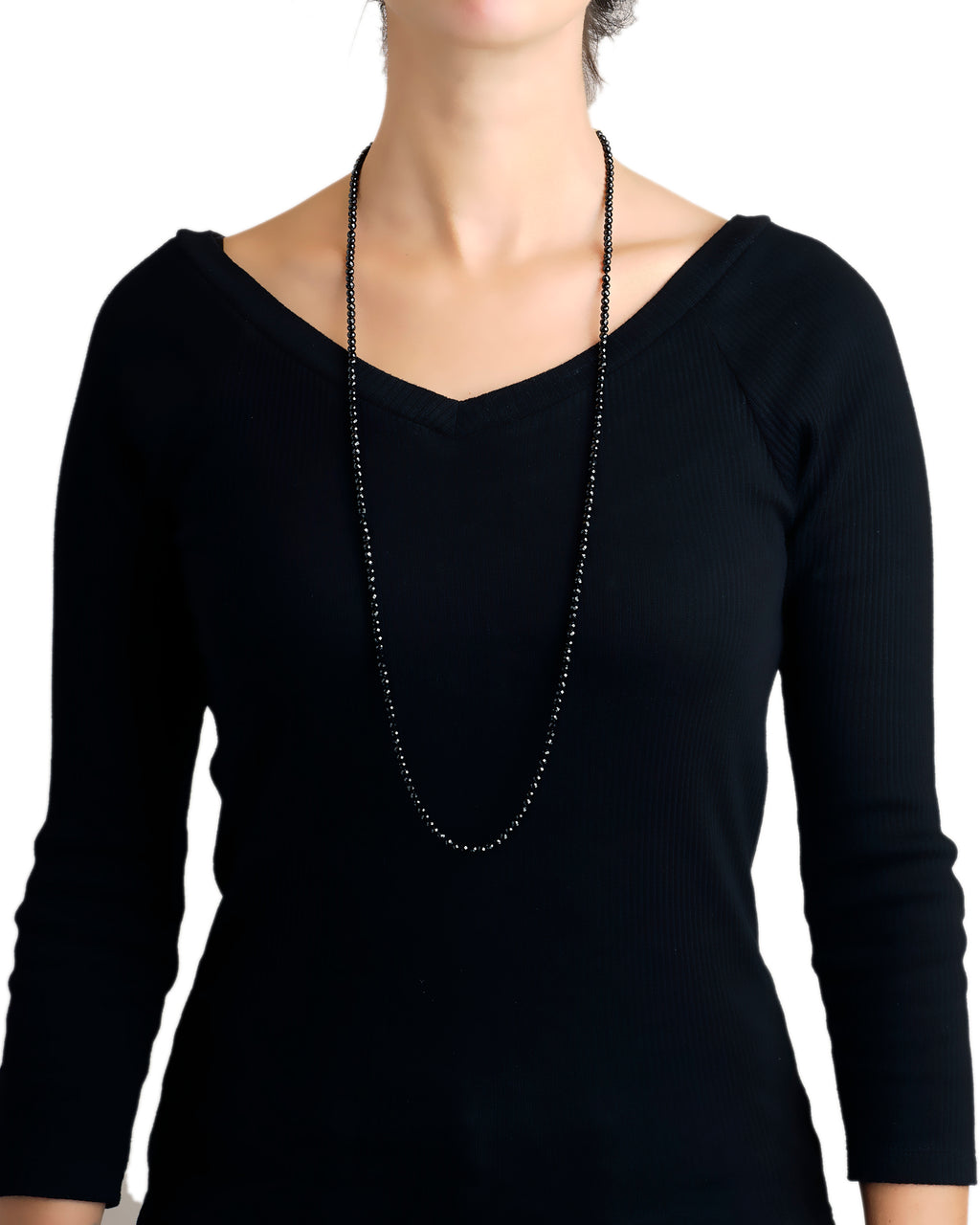 Black Spinel Beads with 'Francesca' Clasp - 35"