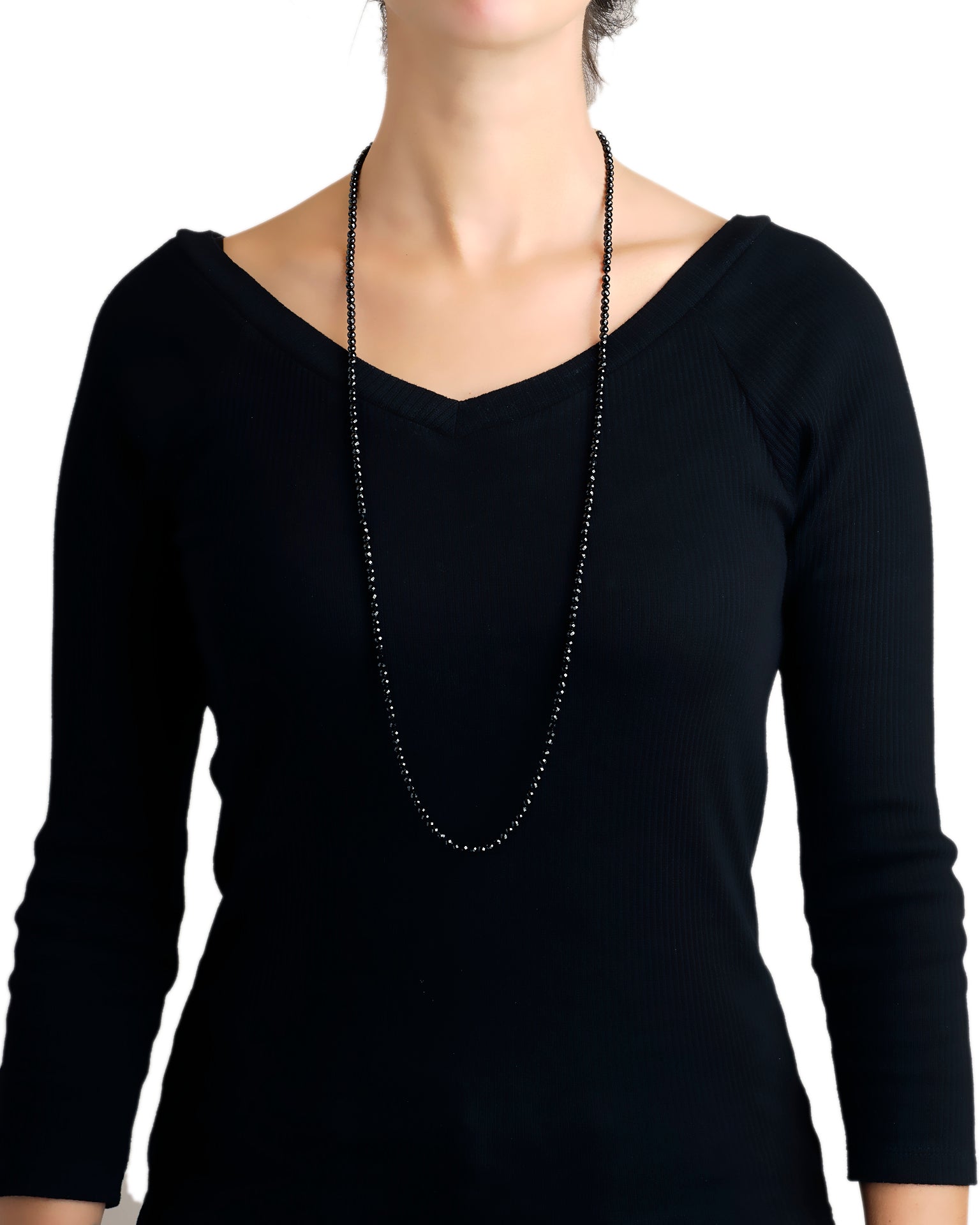 Black Spinel Beads with 'Francesca' Clasp - 35"