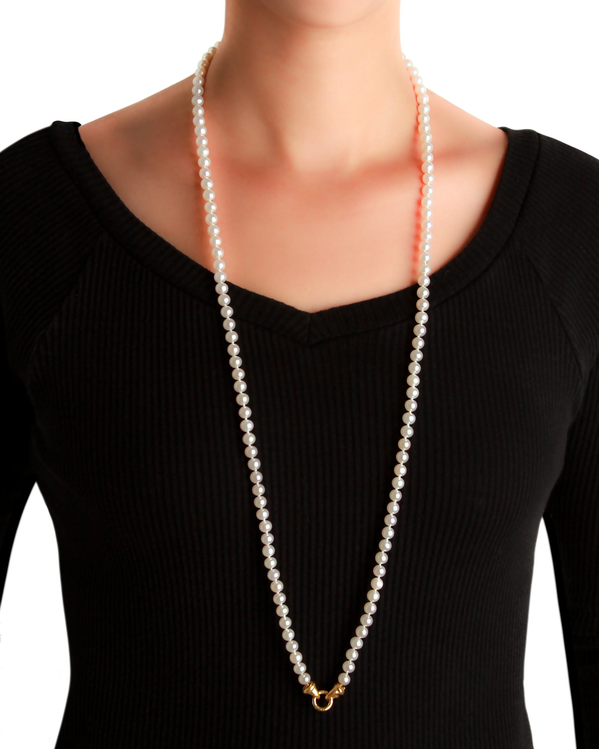 Pearl Necklace with 'Serena' Clasp - 35"