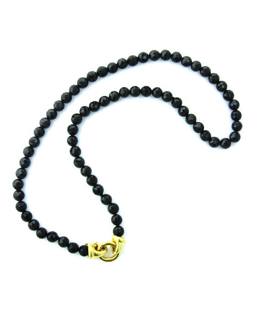 Black Spinel Bead Necklace with 'Serena' Clasp - 17"