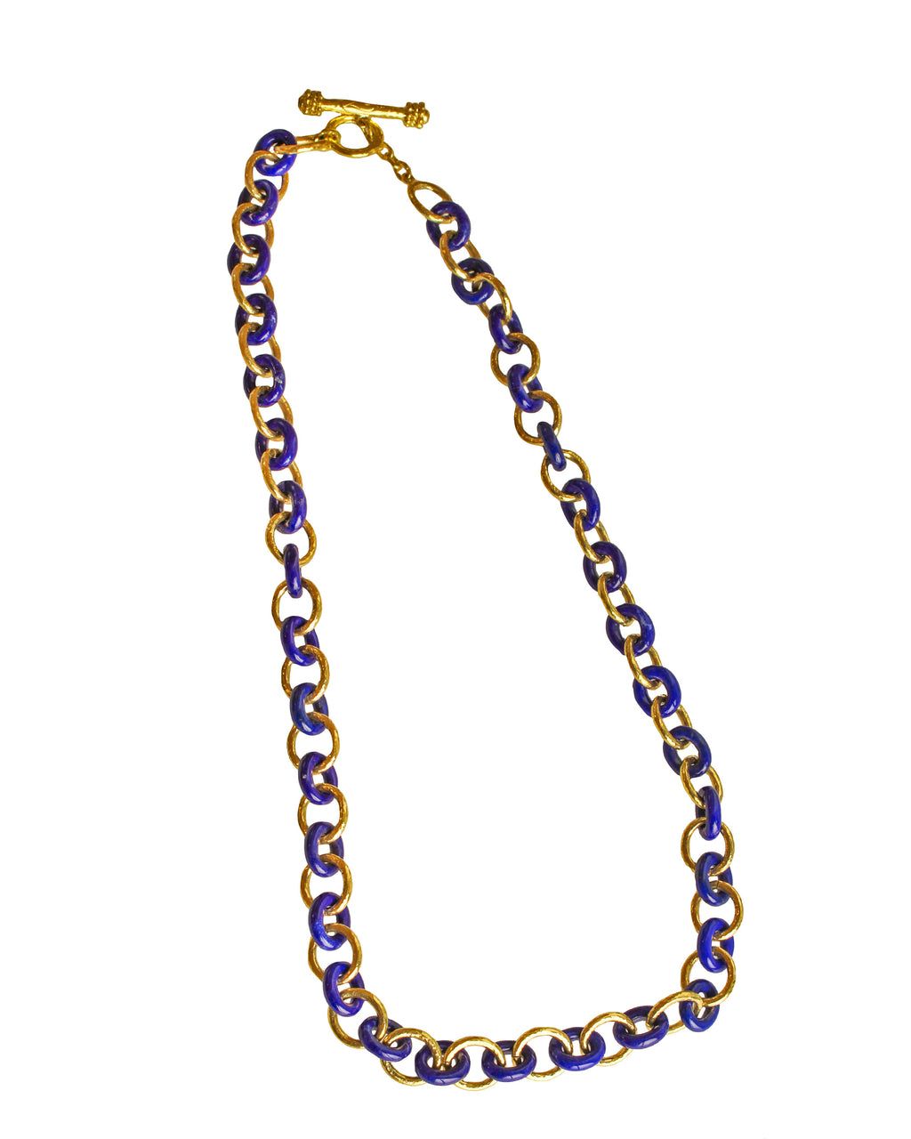 Oval Lapis Link Necklace - 21"