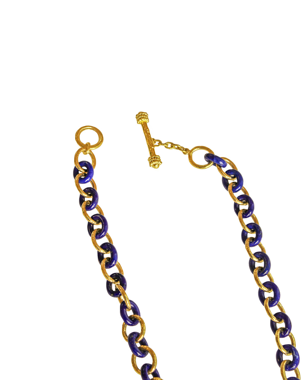 Oval Lapis Link Necklace - 21"