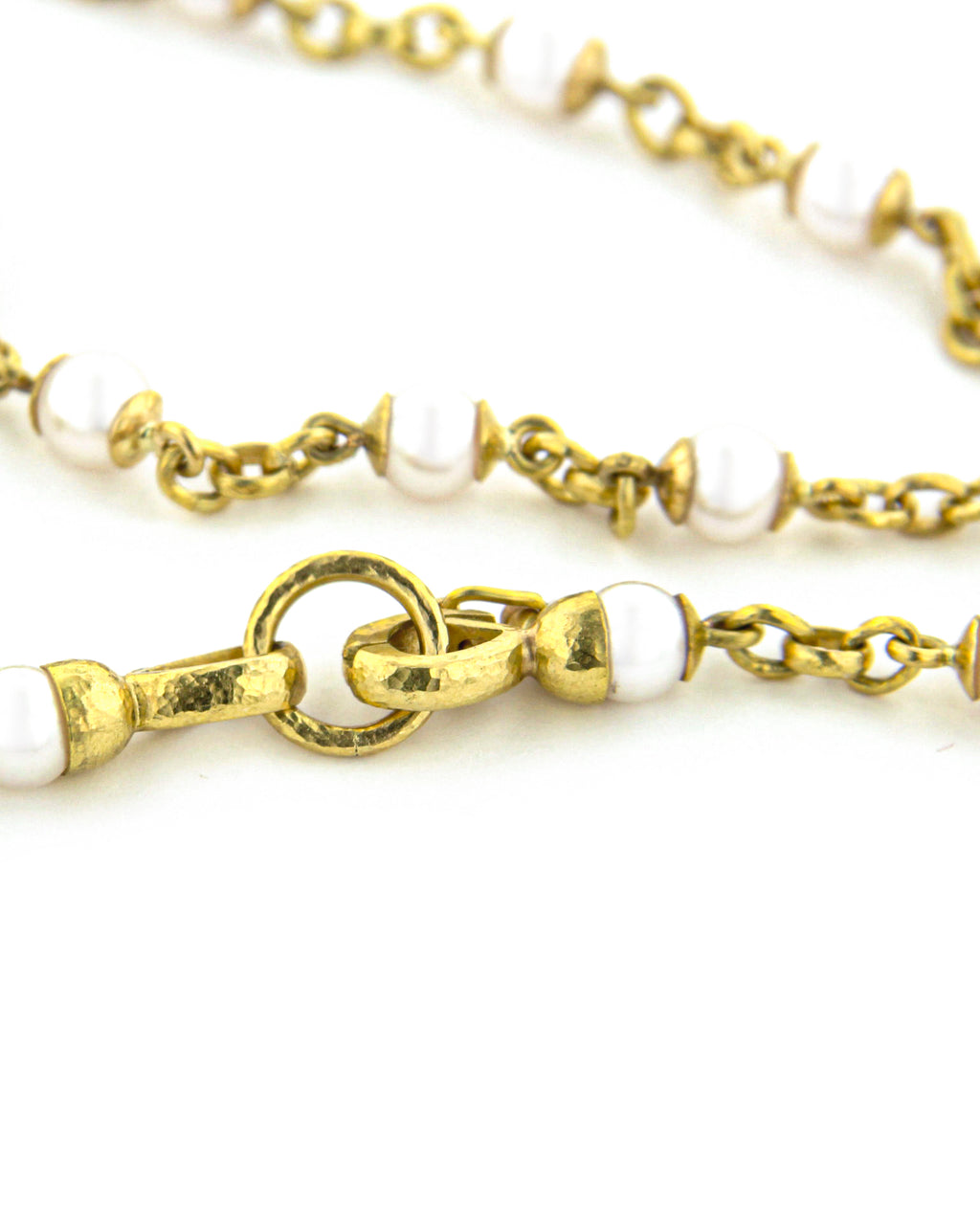 Pearl and Small Gold Link Necklace