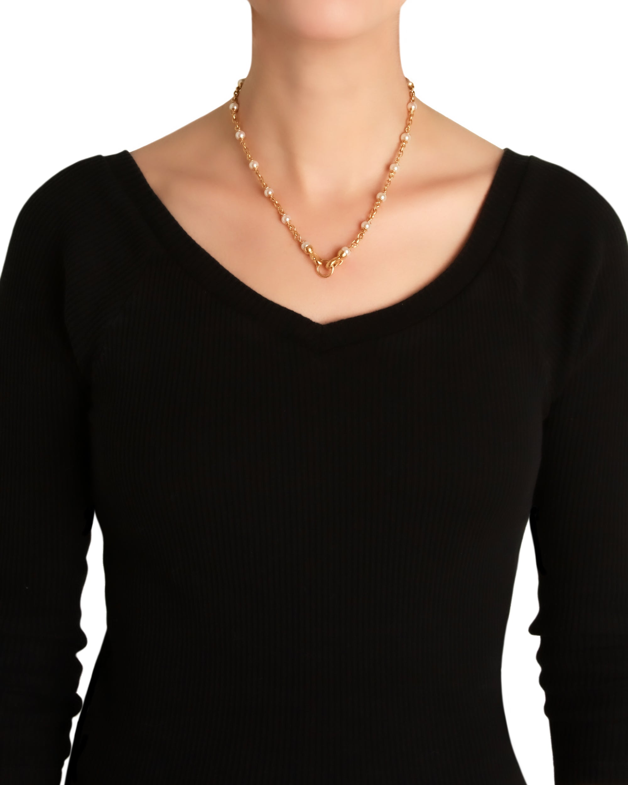 Akoya Pearl and 'Treviso' Link Necklace - 17"