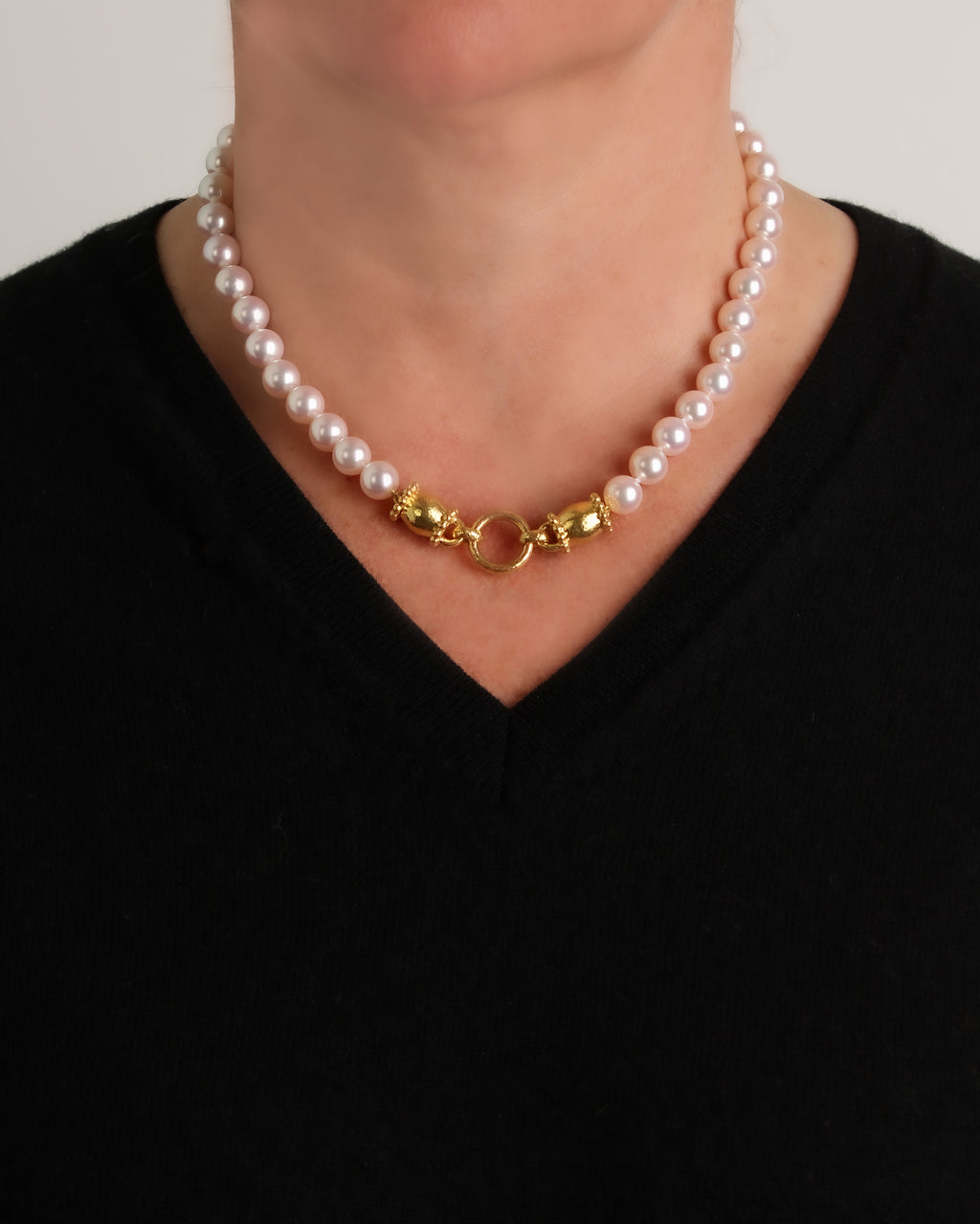 Akoya Pearl Necklace with 'Lucrezia' Clasp - 17"