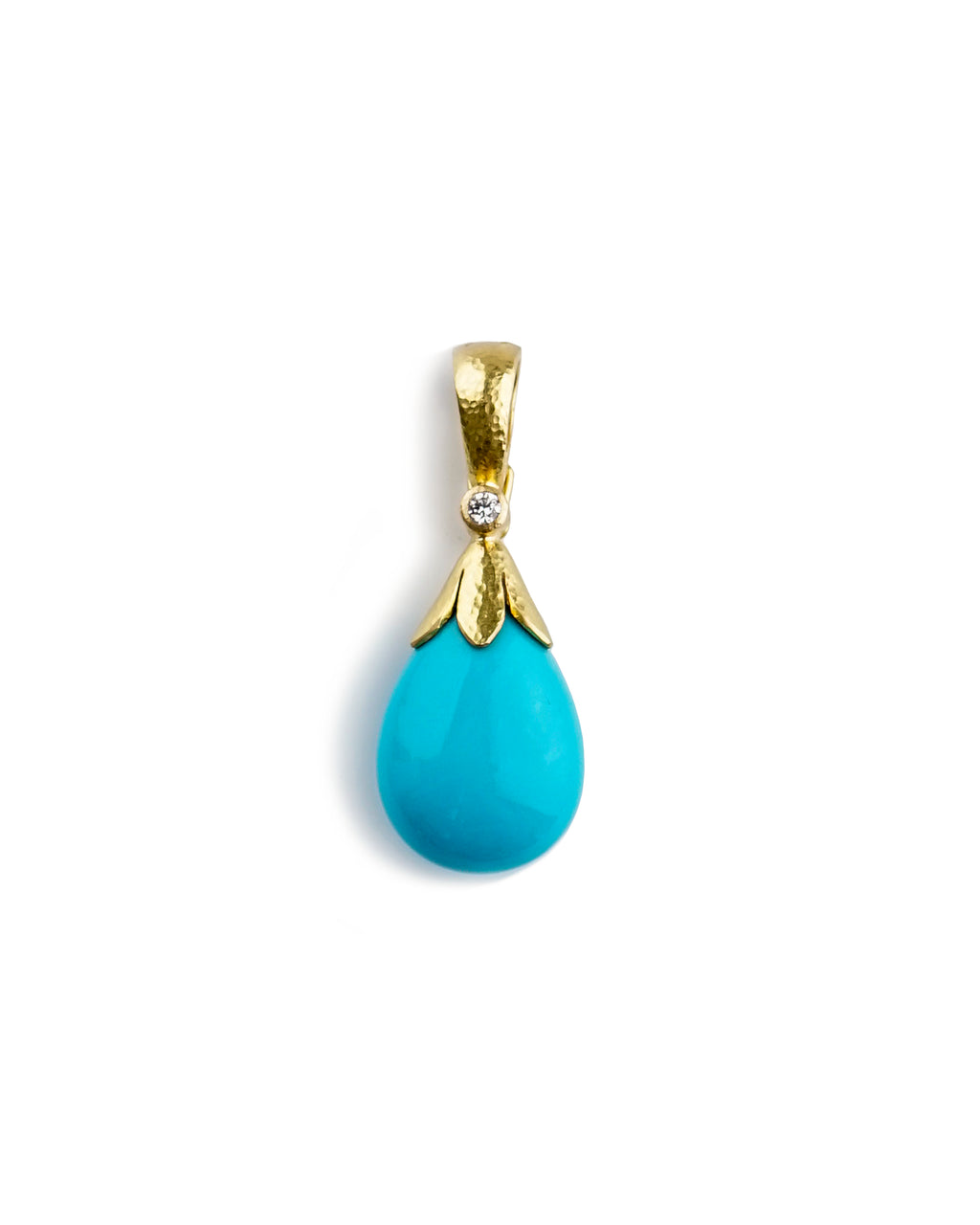 Turquoise and Diamond Drop Pendant