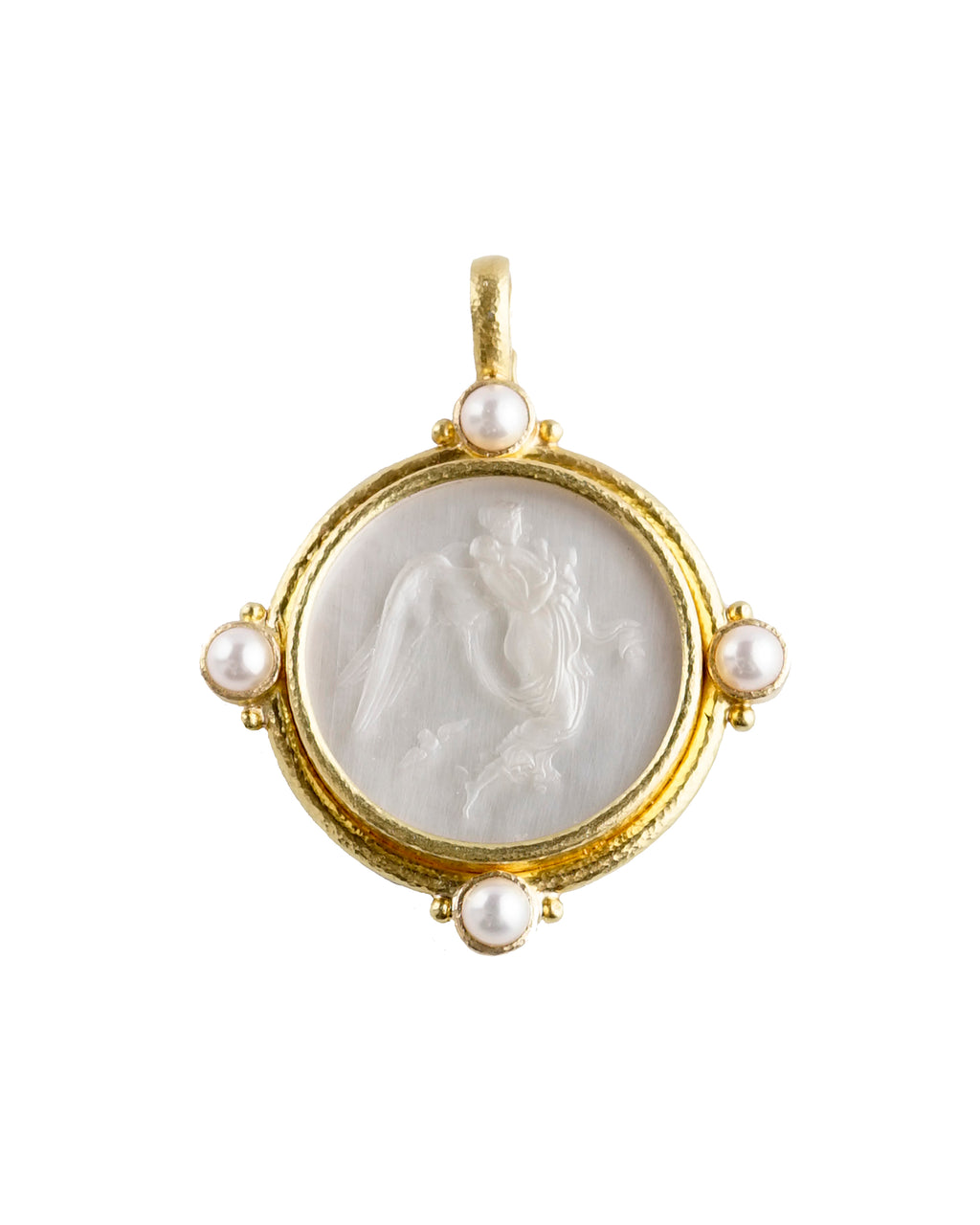 Crystal 'Angel with Child' and Pearl Pendant