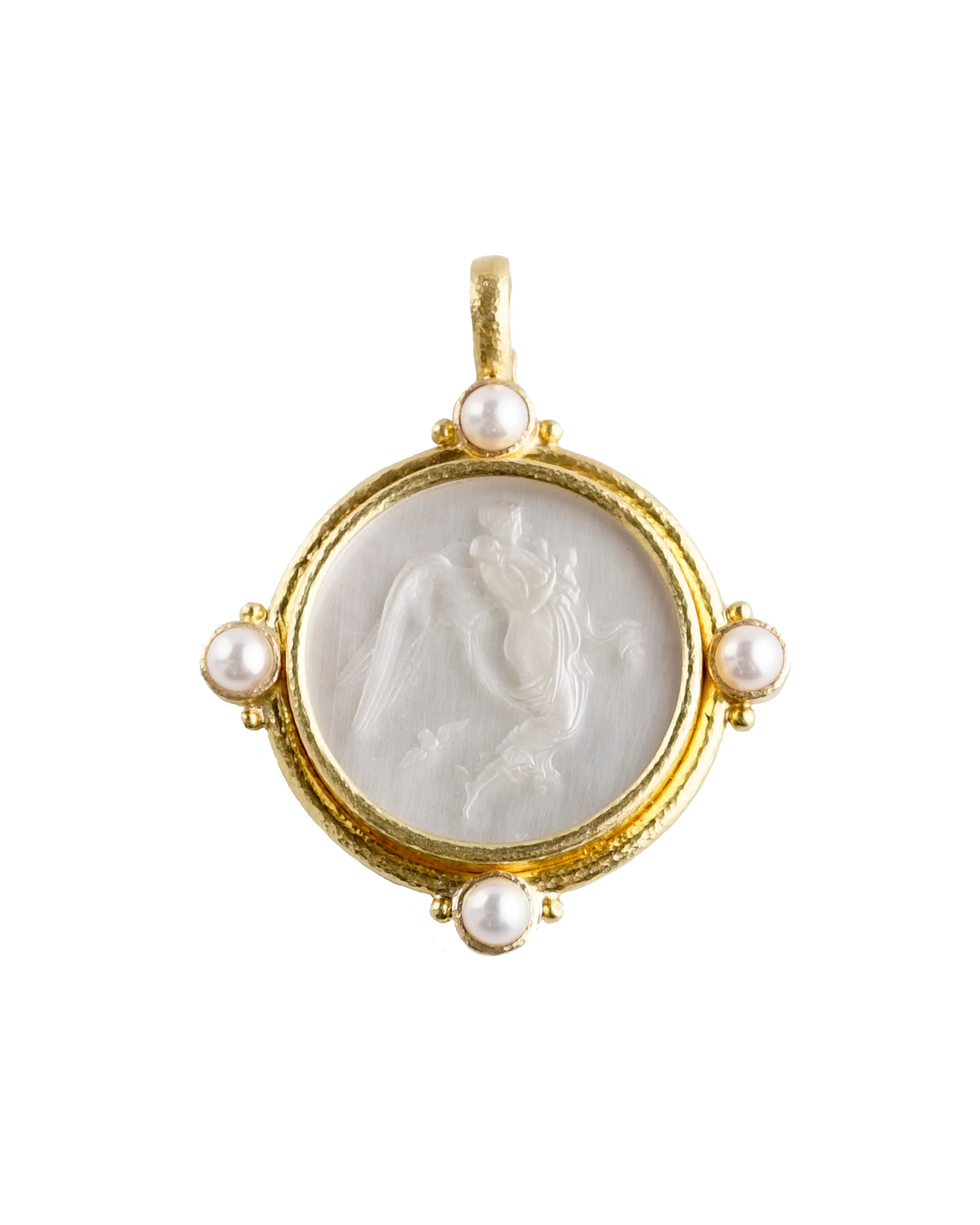 Crystal 'Angel with Child' and Pearl Pendant