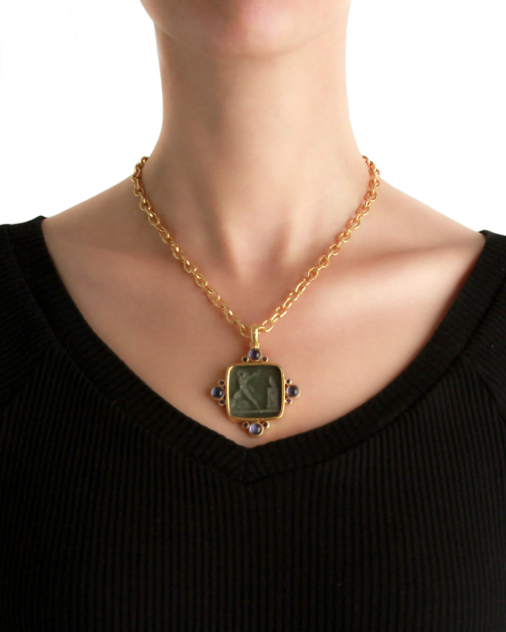 Cerulean 'Goddess at Altar' Pendant