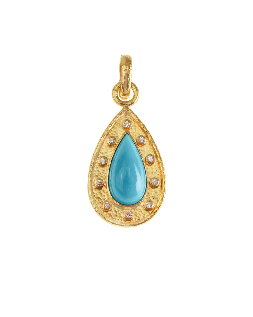Sleeping beauty turquoise and diamond Pendant
