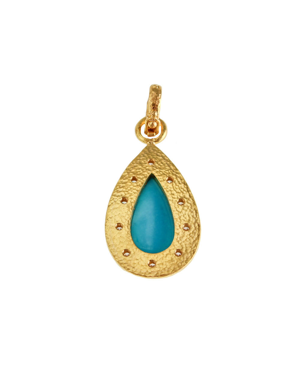 Sleeping beauty turquoise and diamond Pendant