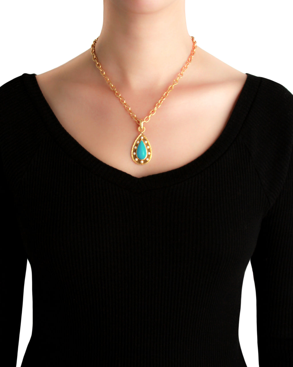 Sleeping beauty turquoise and diamond Pendant