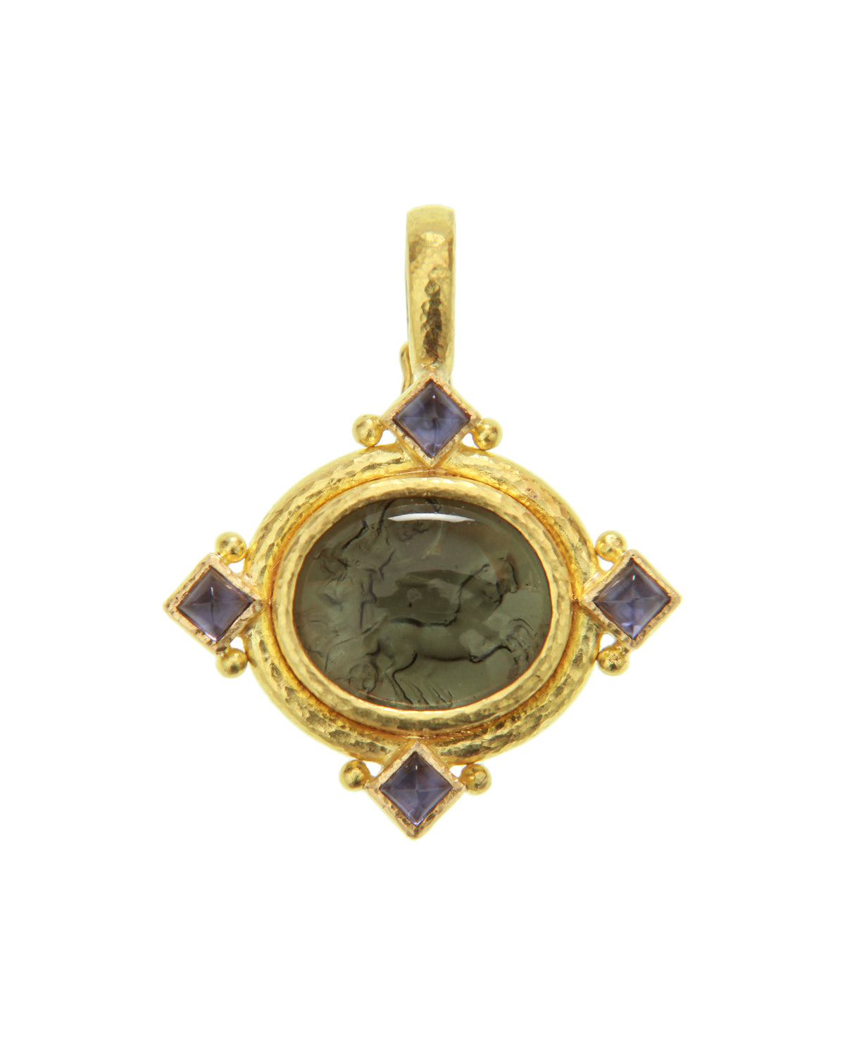 Smoke 'Cabochon Goddess with Chariot' Pendant