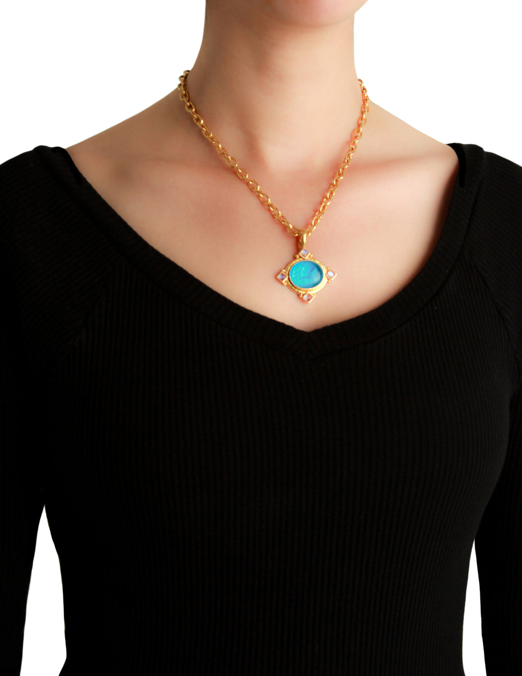 Light Amber 'Goddess with Chariot' Pendant