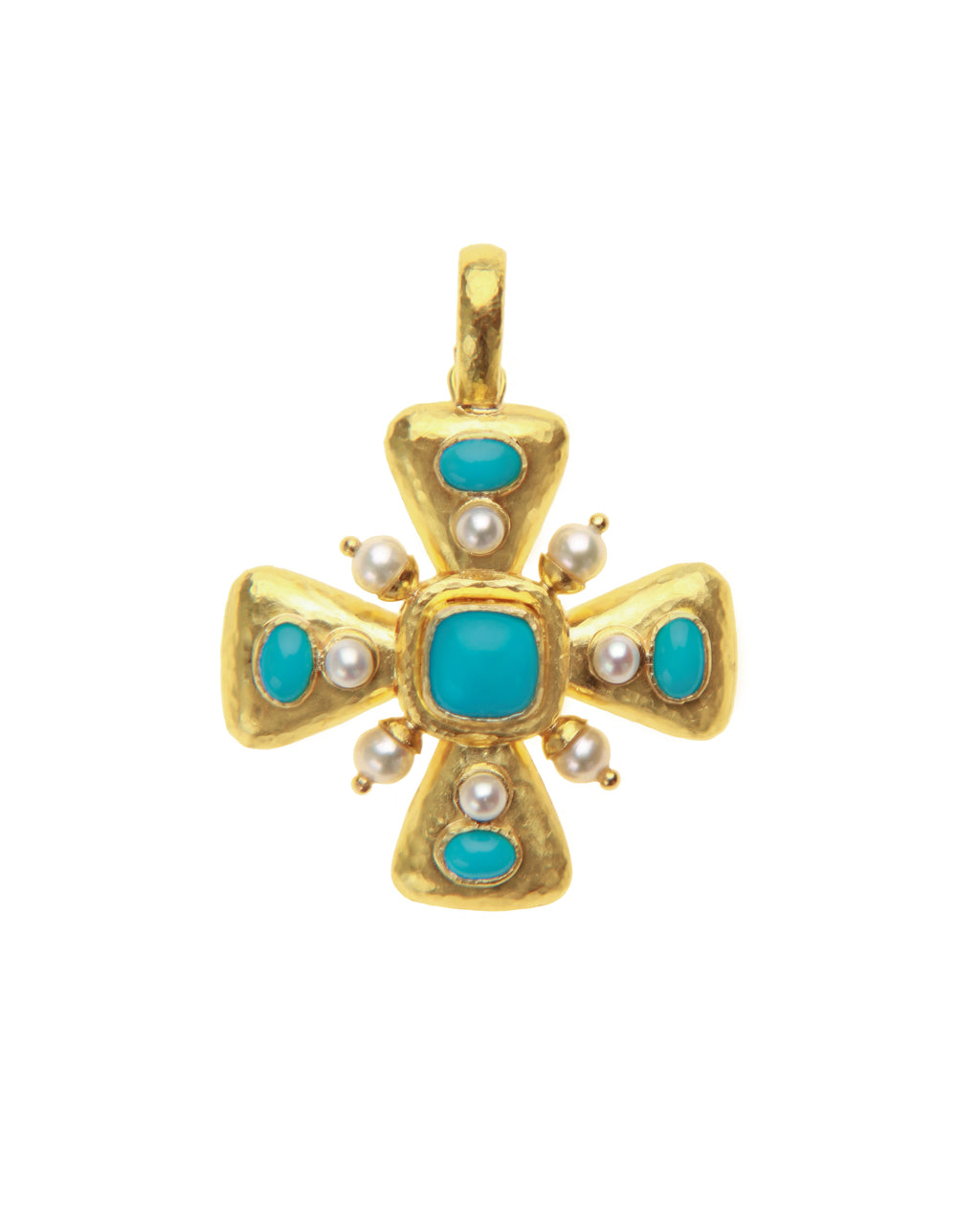 Sleeping Beauty Turquoise Maltese Cross Pendant