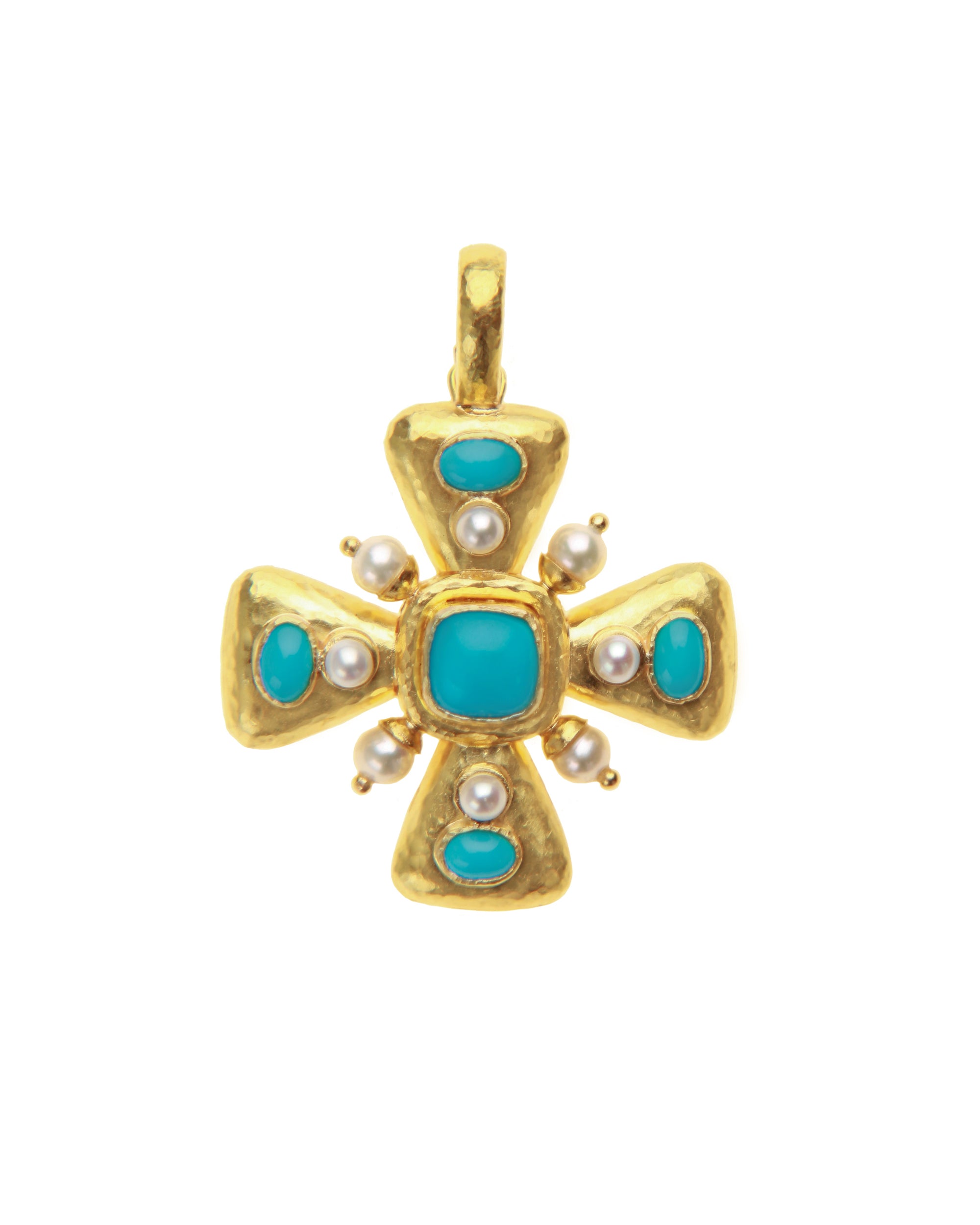 Sleeping Beauty Turquoise Maltese Cross Pendant
