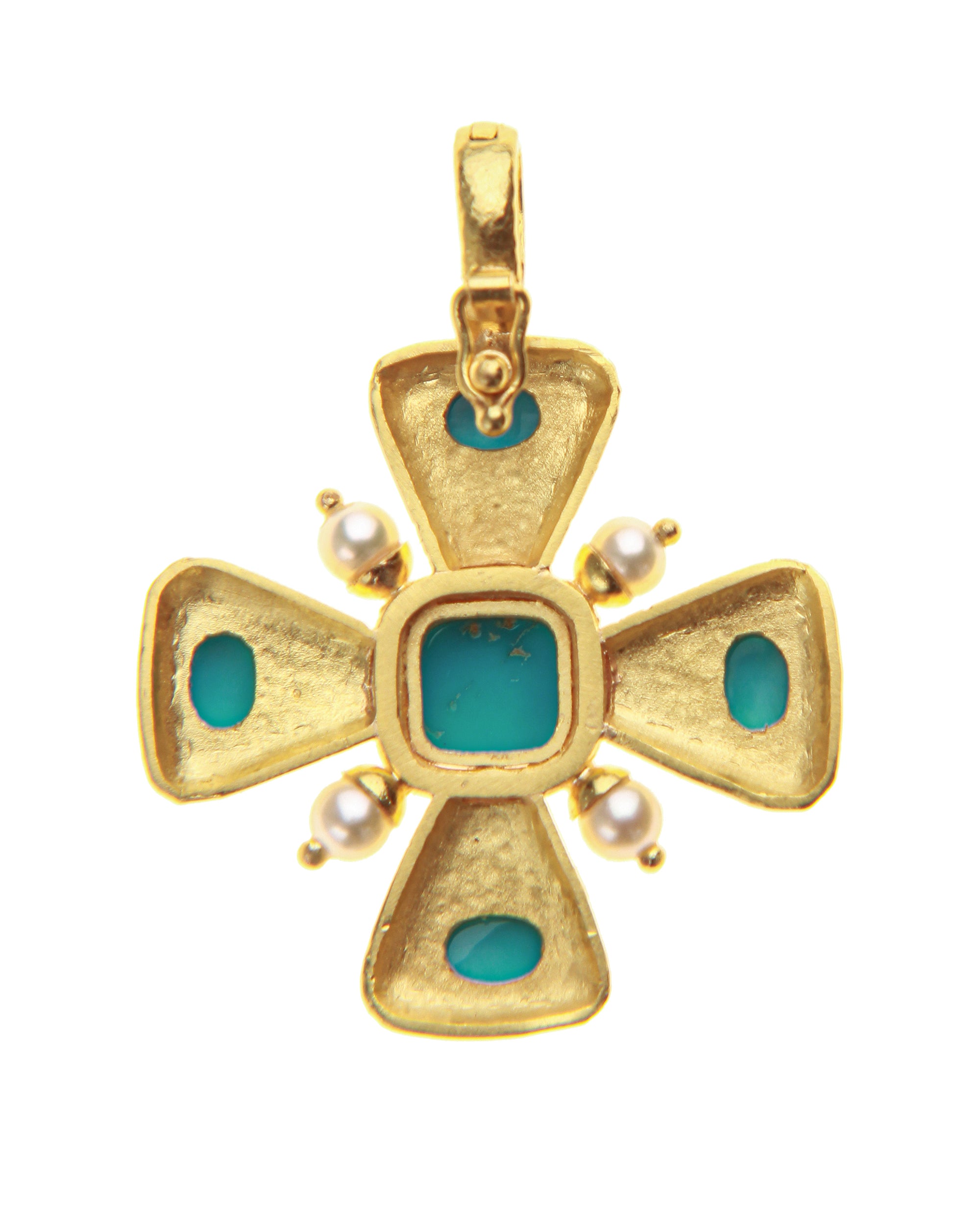 Sleeping Beauty Turquoise Maltese Cross Pendant