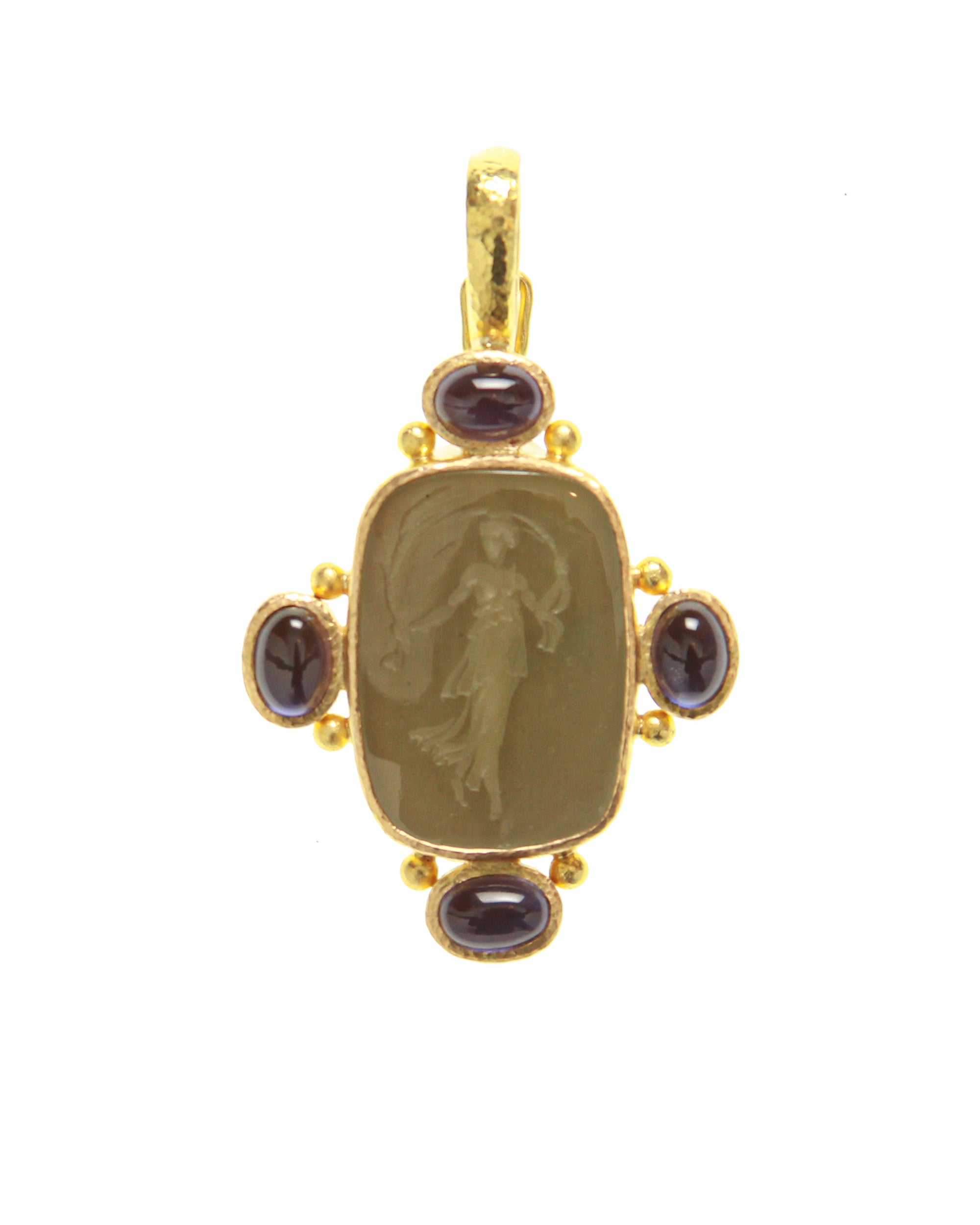 Smoke Venetian glass intaglio 'Muse' Pendant