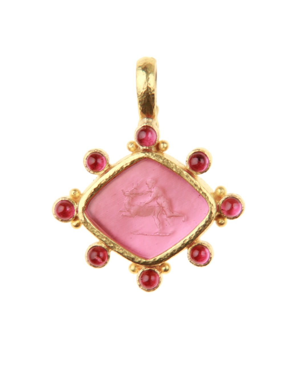 Pink 'Rombo God and Deer' Pendant