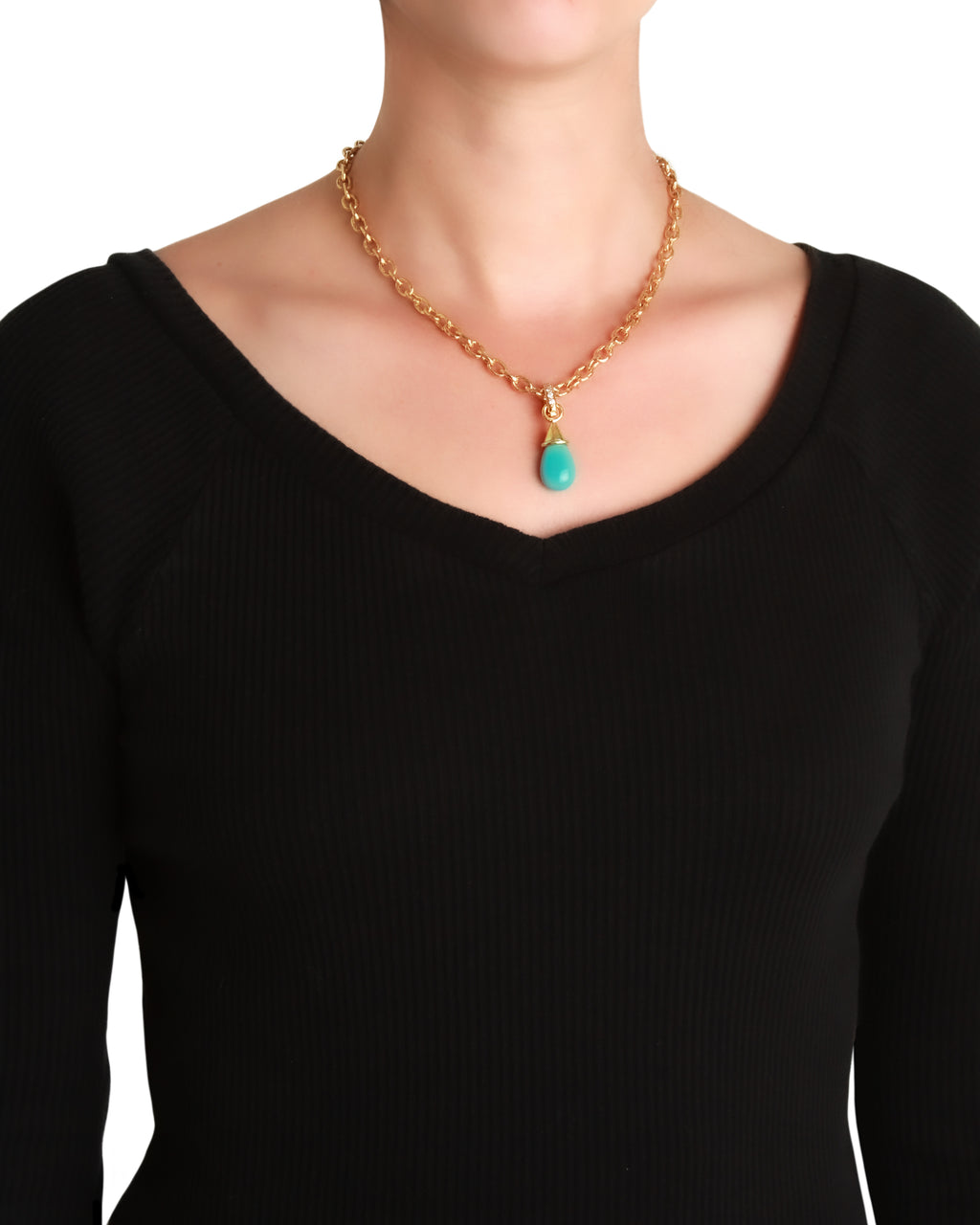 Sleeping Beauty Turquoise and Diamond Pendant