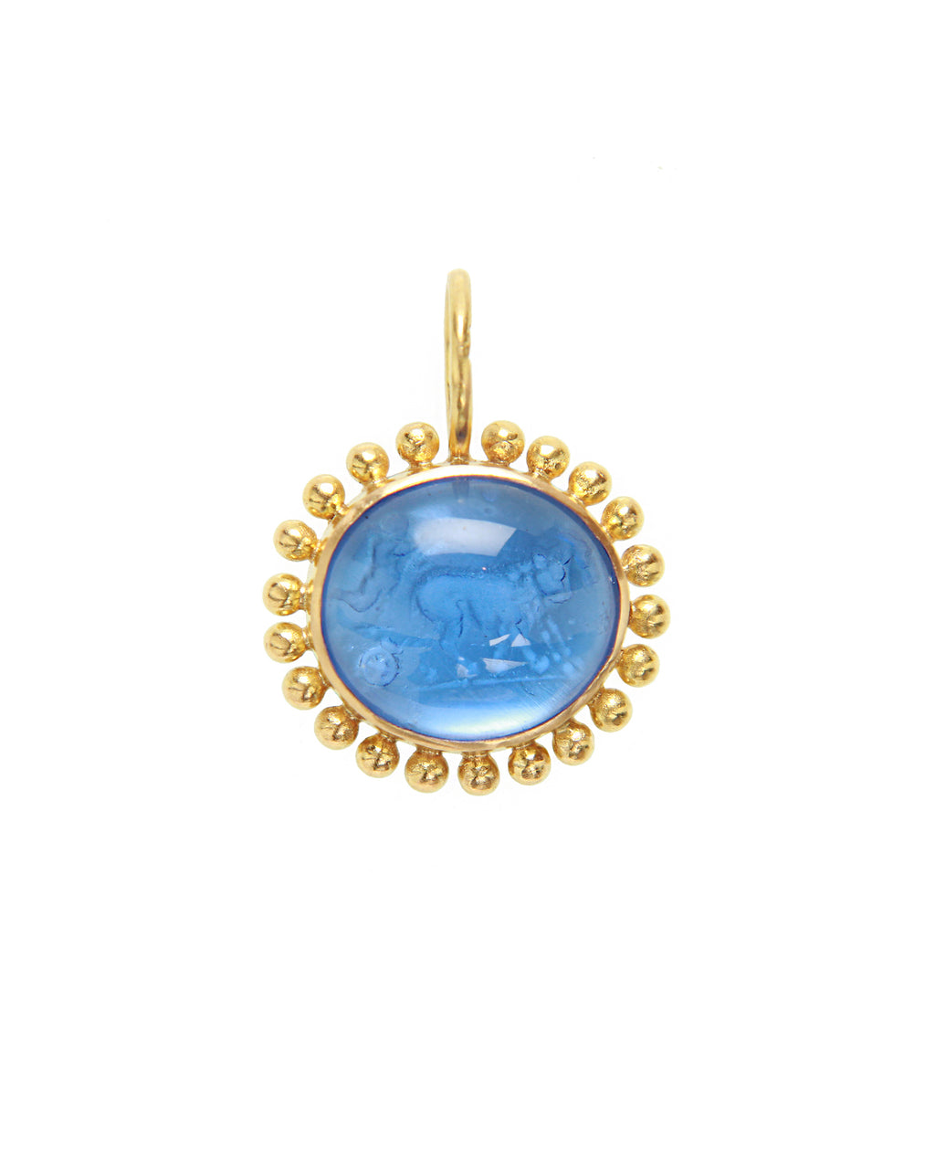 Cerulean 'Cabochon Goat, Lion and Putto' Pendant