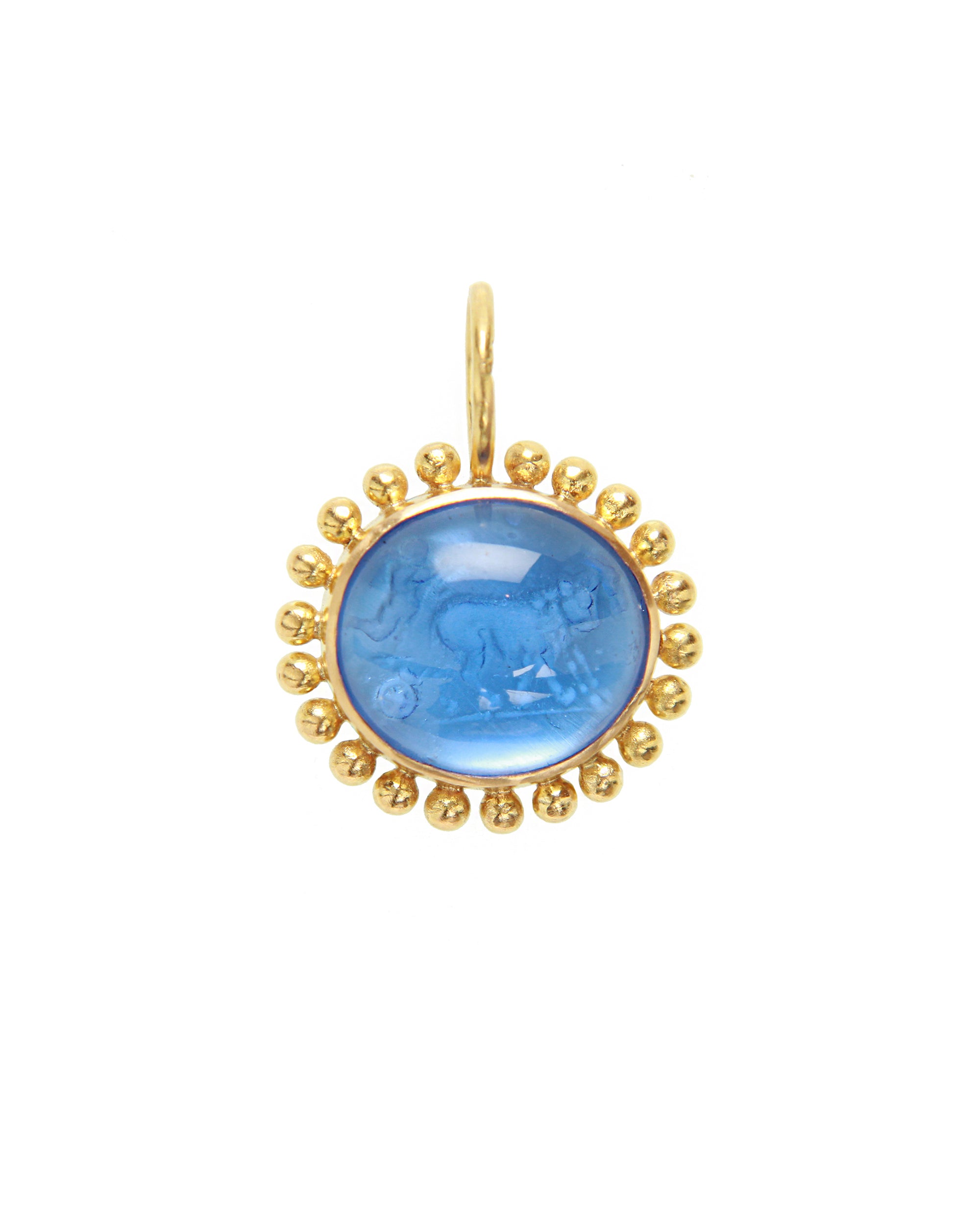 Cerulean 'Cabochon Goat, Lion and Putto' Pendant