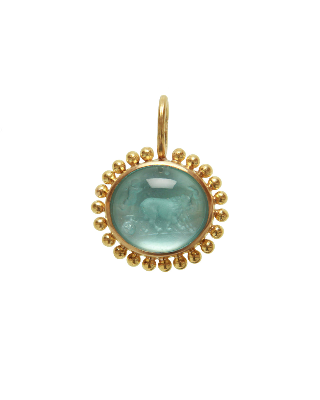 Light Aqua 'Goat, Lion and Putto' Pendant