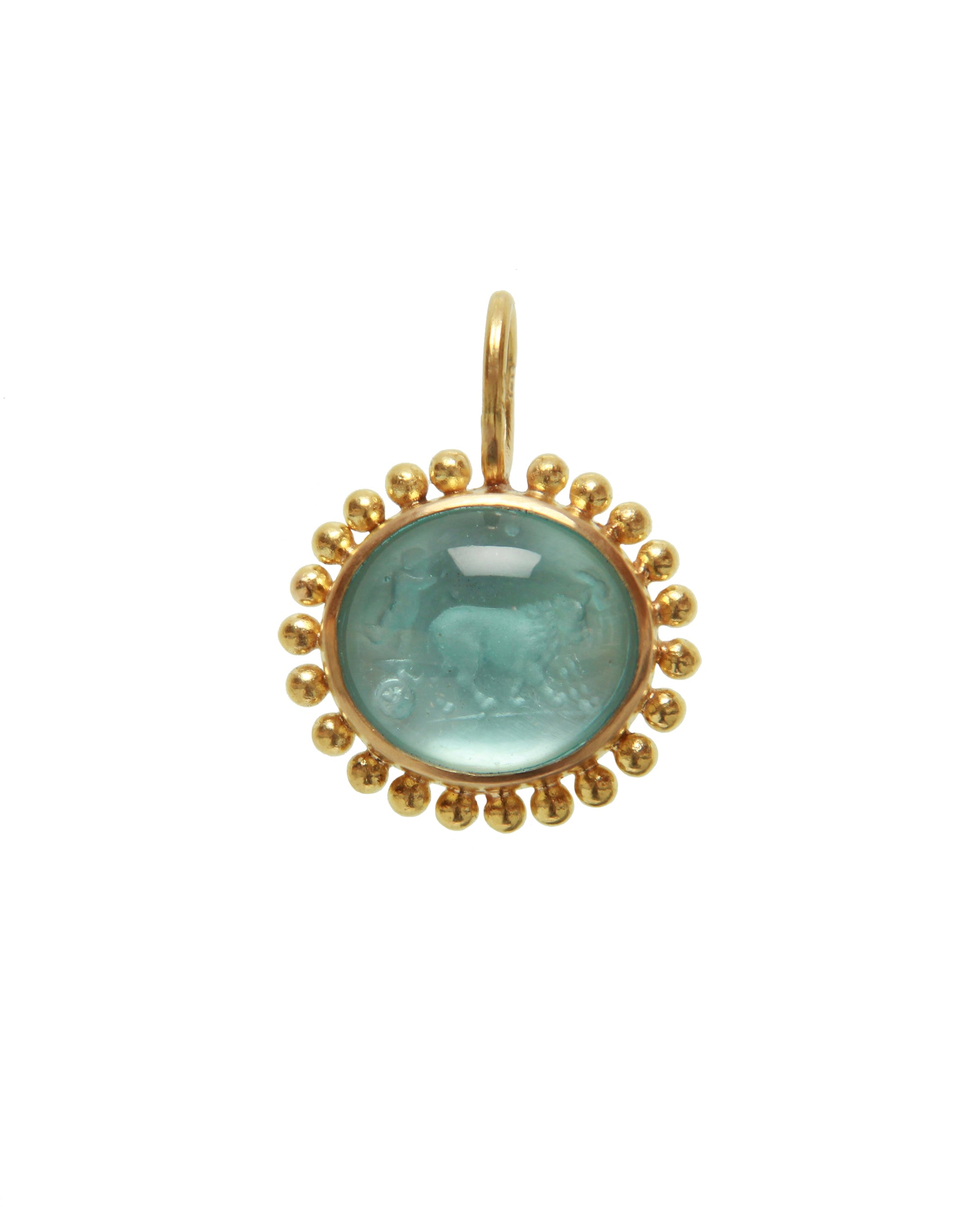Light Aqua 'Goat, Lion and Putto' Pendant