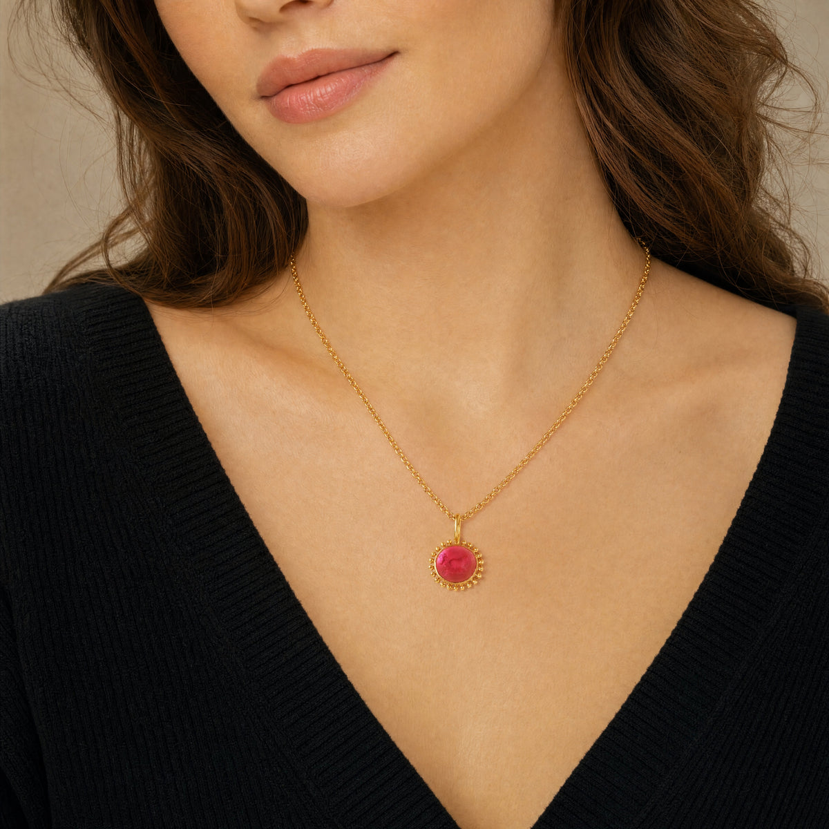 Pink 'Goat, Lion and Putto' Pendant