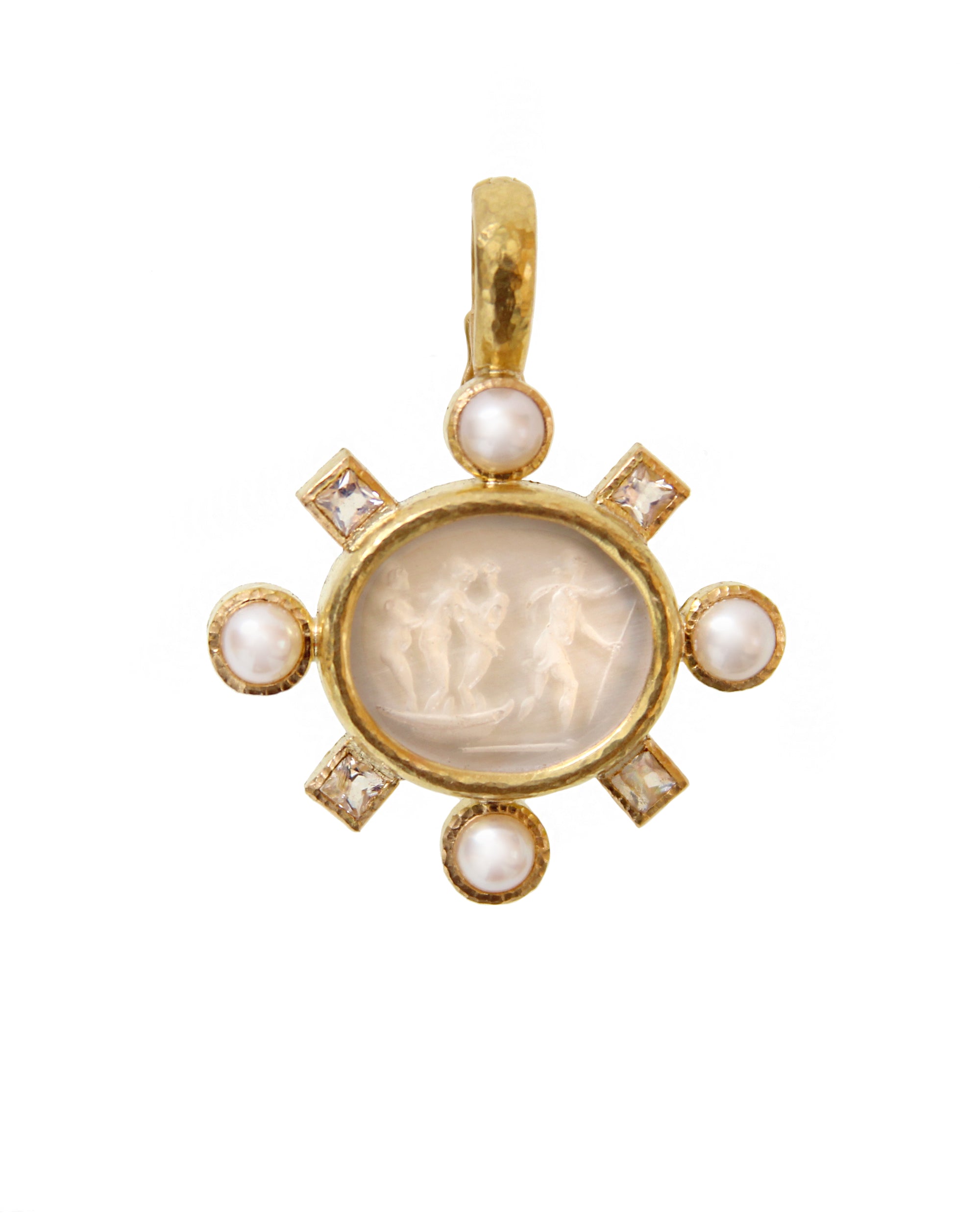 Crystal 'Goddess on Boat' with Pearl Pendant