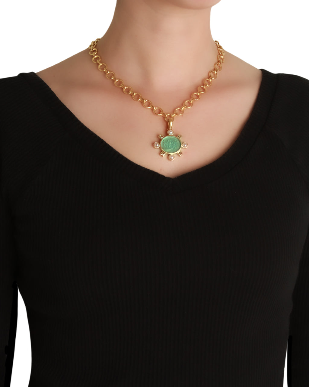 Nile 'Goddess on Boat' with Pearl Pendant