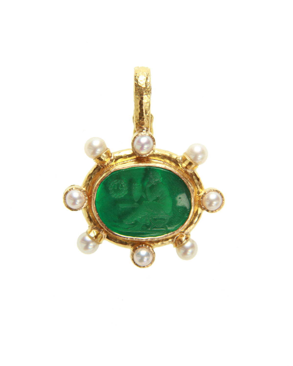 Green Venetian Glass 'Laurel Wreath' Pendant