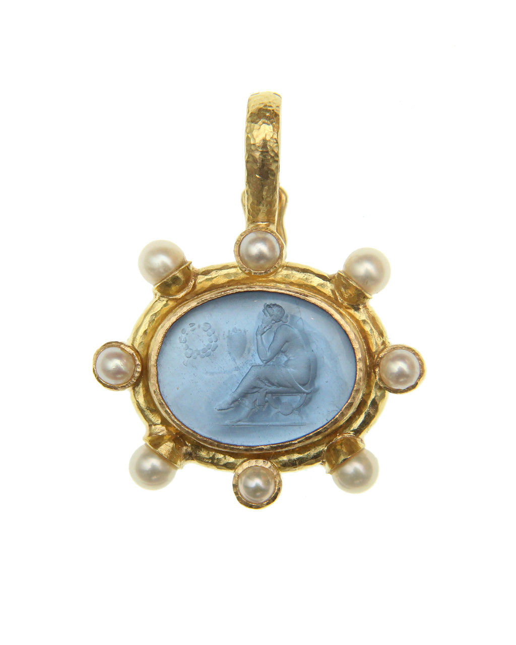 Cerulean 'Laurel Wreath' and Pearl Pendant
