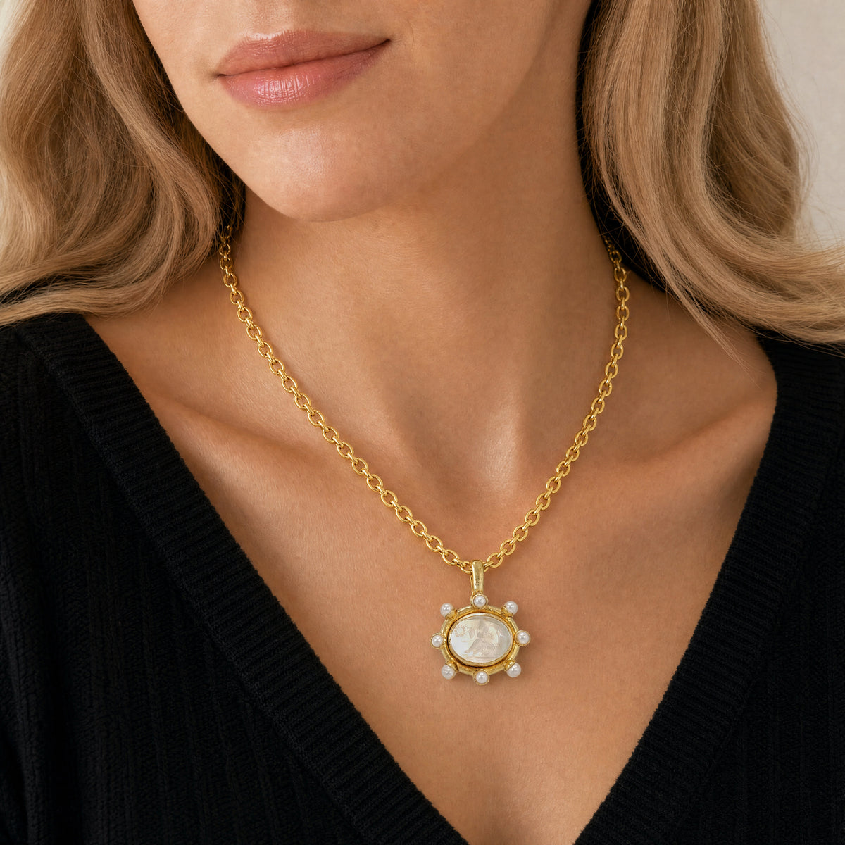 Crystal Venetian Glass 'Laurel Wreath' Pendant
