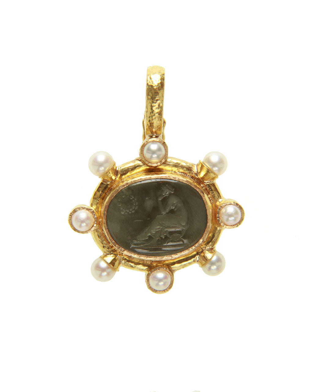 Smoke Venetian Glass 'Laurel Wreath' Pendant