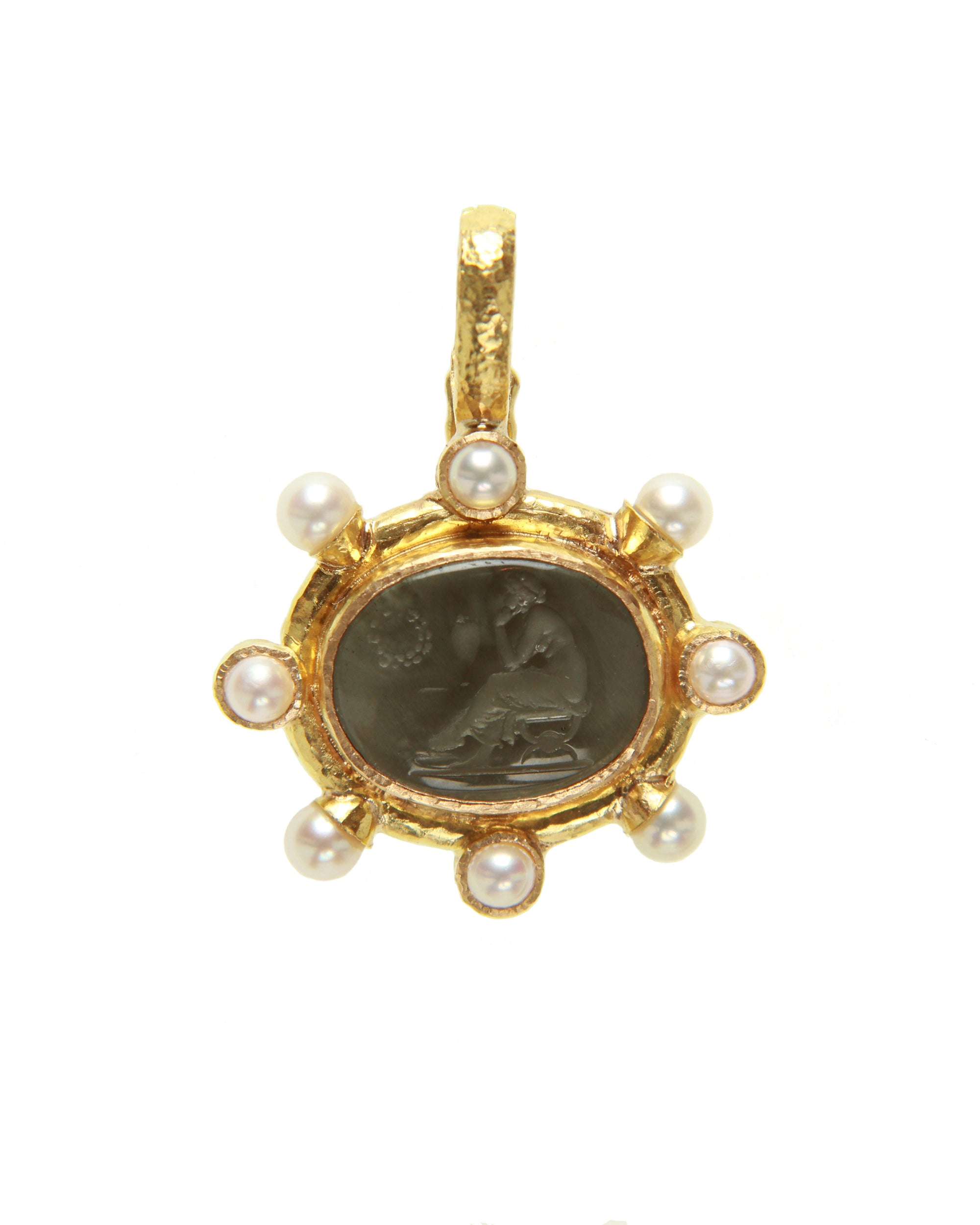 Smoke Venetian Glass 'Laurel Wreath' Pendant