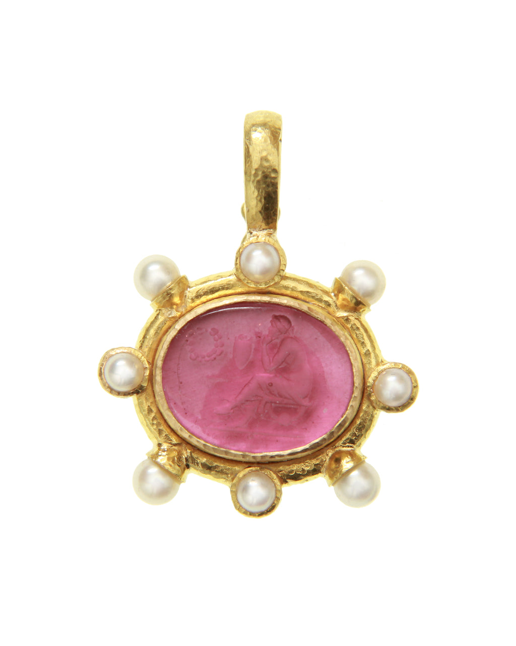 Pink 'Laurel Wreath' and Pearl Pendant