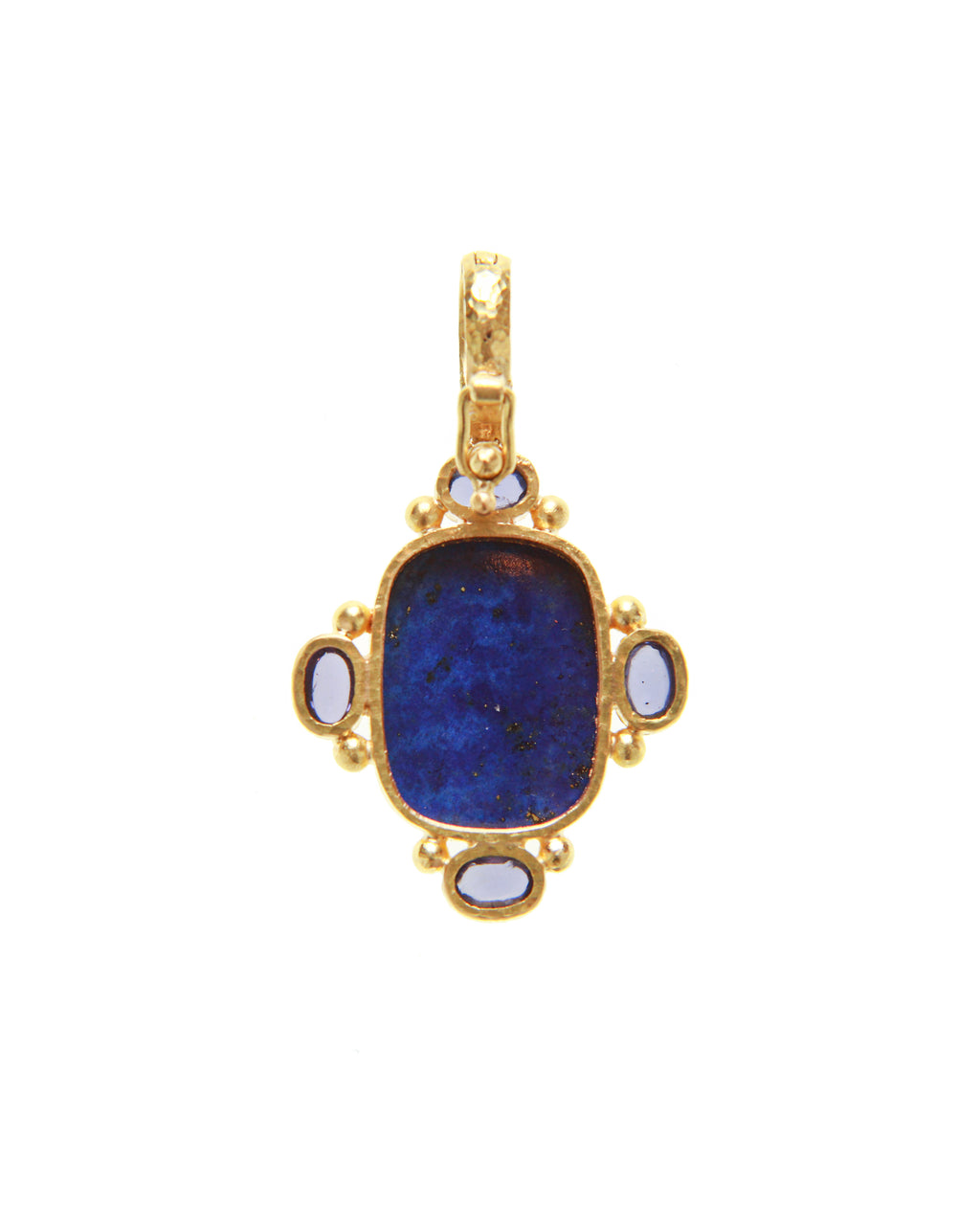 Lapis 'Seated Whippet' and Iolite Pendant