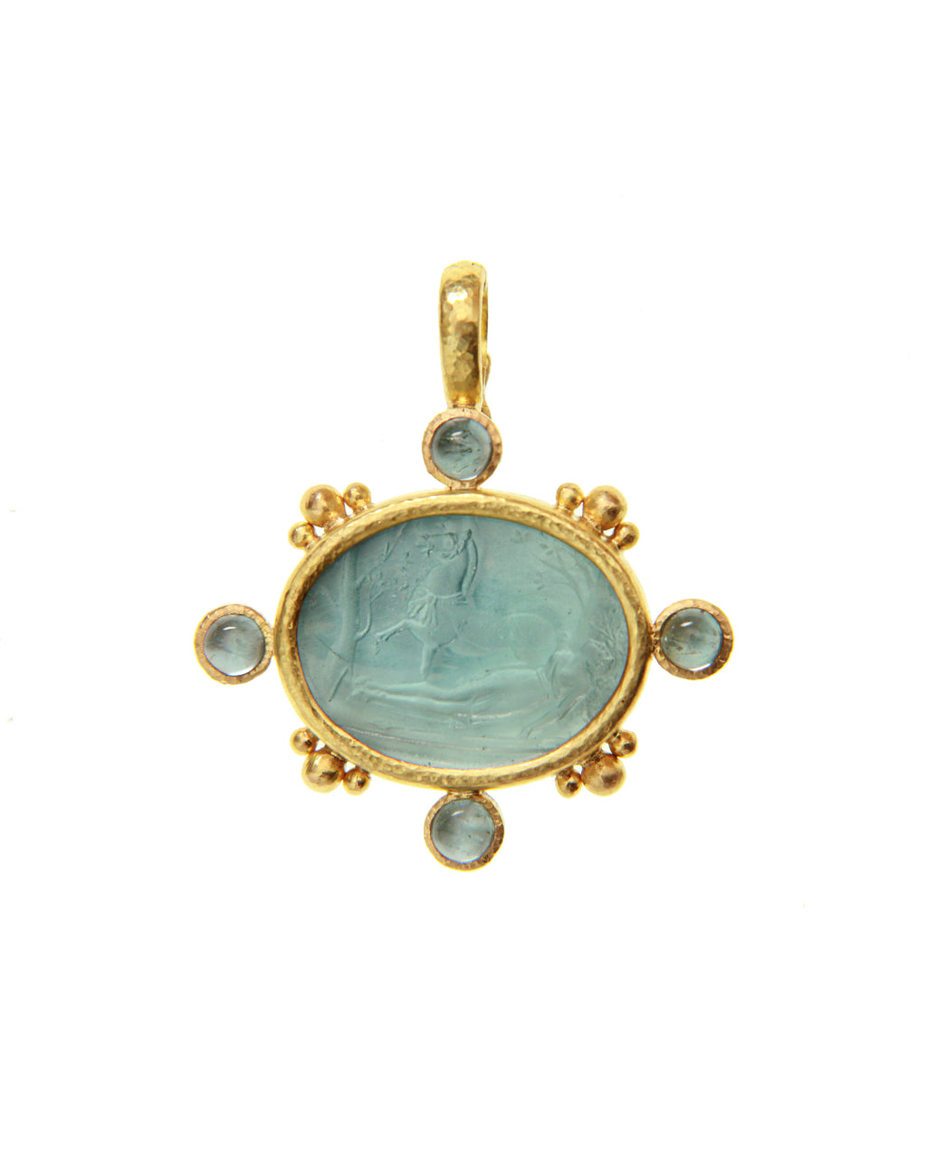 Light Aqua 'Horse with Sleeping Maiden' Pendant