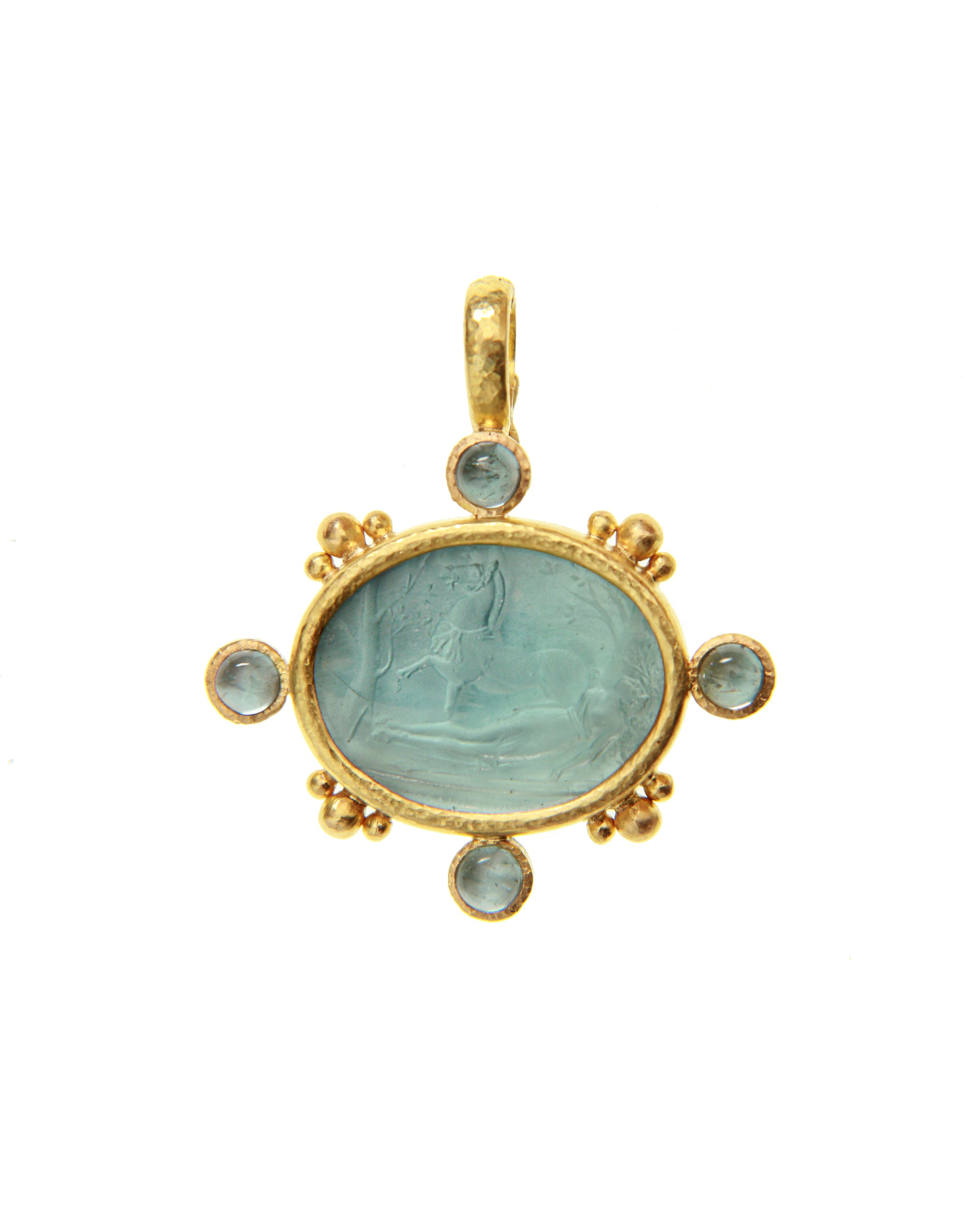 Light Aqua 'Horse with Sleeping Maiden' Pendant
