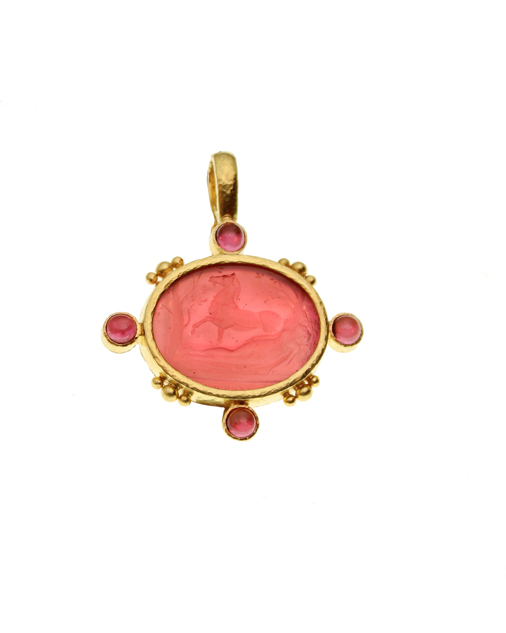 Pink 'Horse with Sleeping Maiden' Pendant