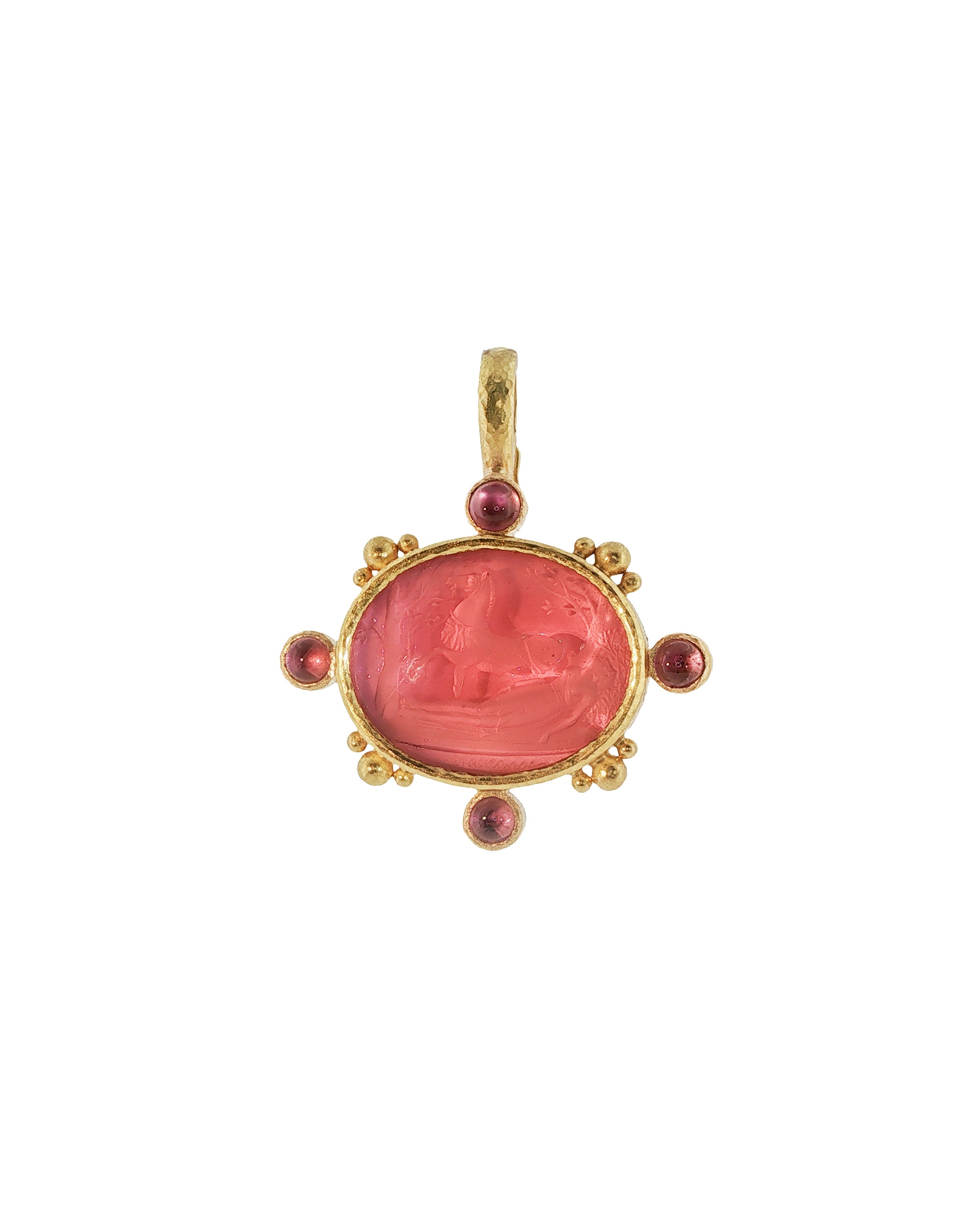 Pink 'Horse with Sleeping Maiden' Pendant