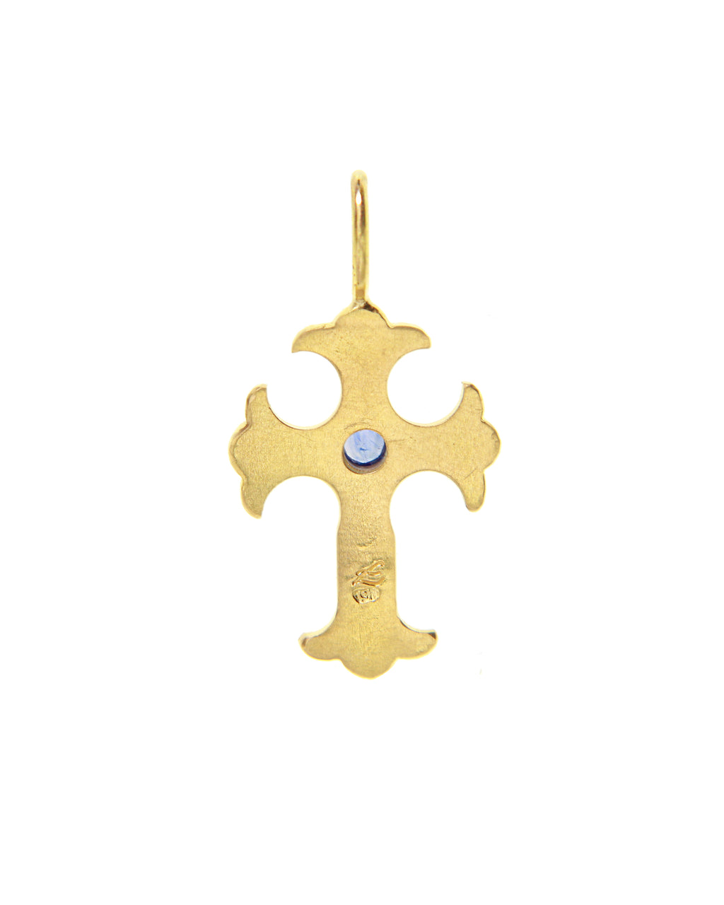 Gothic Blue Sapphire Cross Pendant